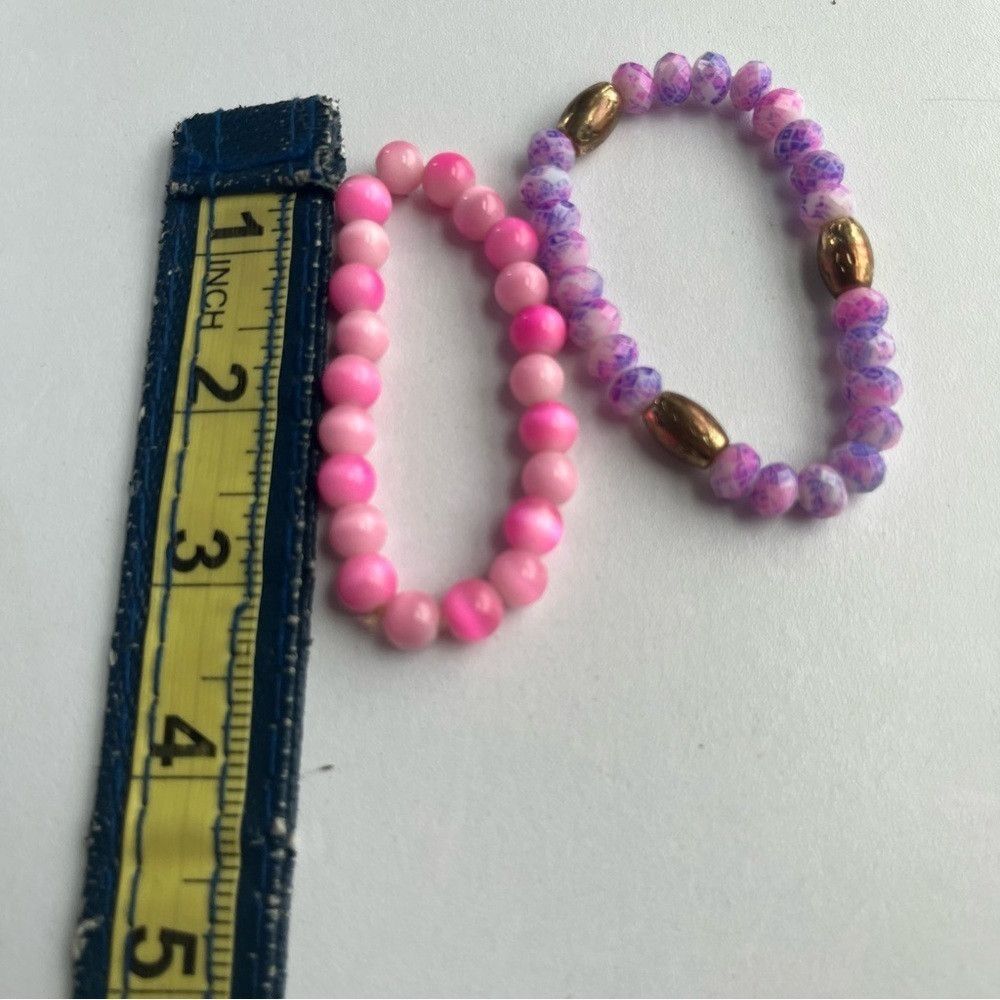 Designer Healing Crystal Tie Dye Glass Beaded Bracelets Pink Purple Size ONE SIZE - 5 Thumbnail
