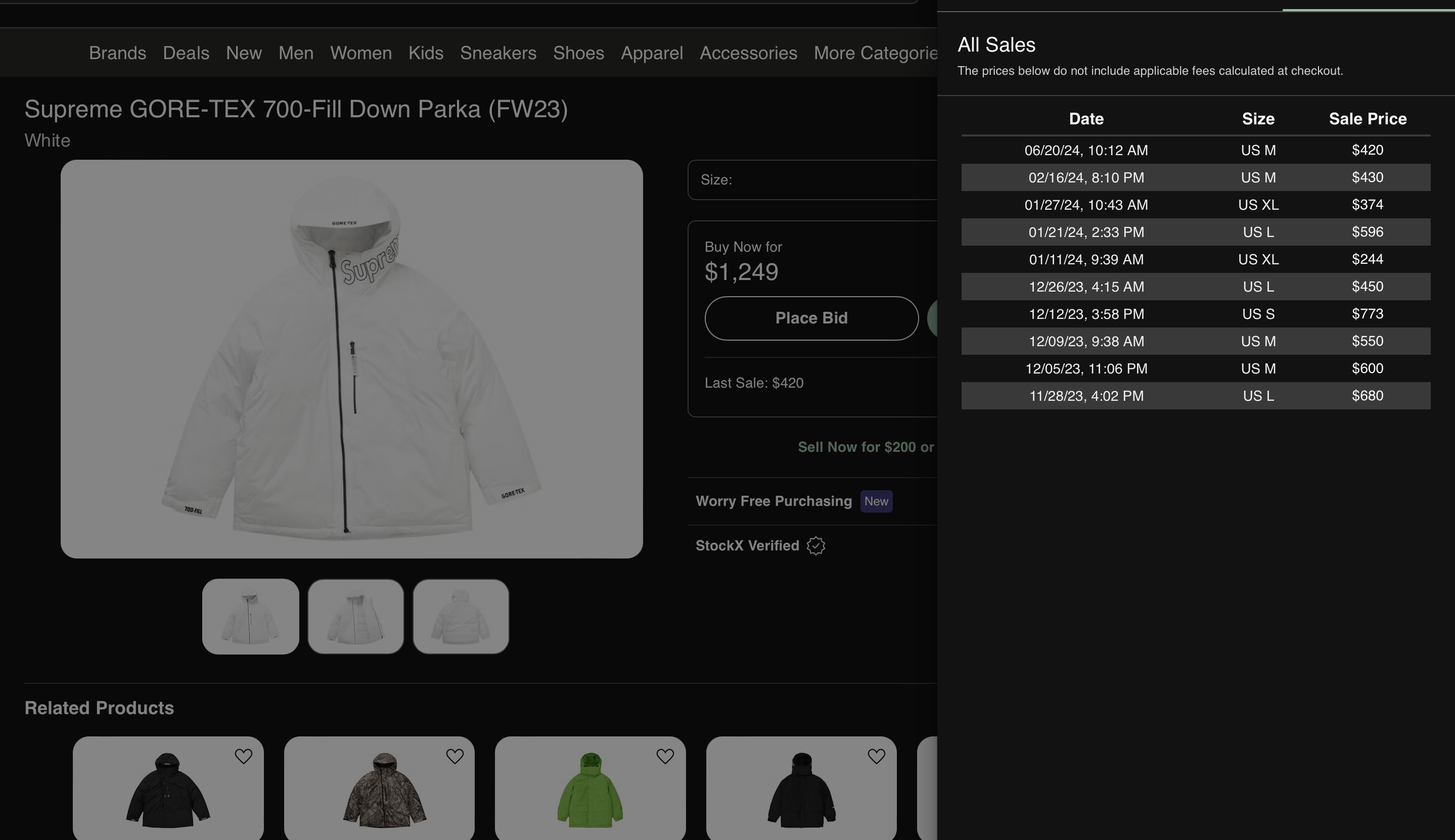 Supreme Supreme GORE-TEX 700 fill Parka Size US L / EU 52-54 / 3 - 7 Thumbnail