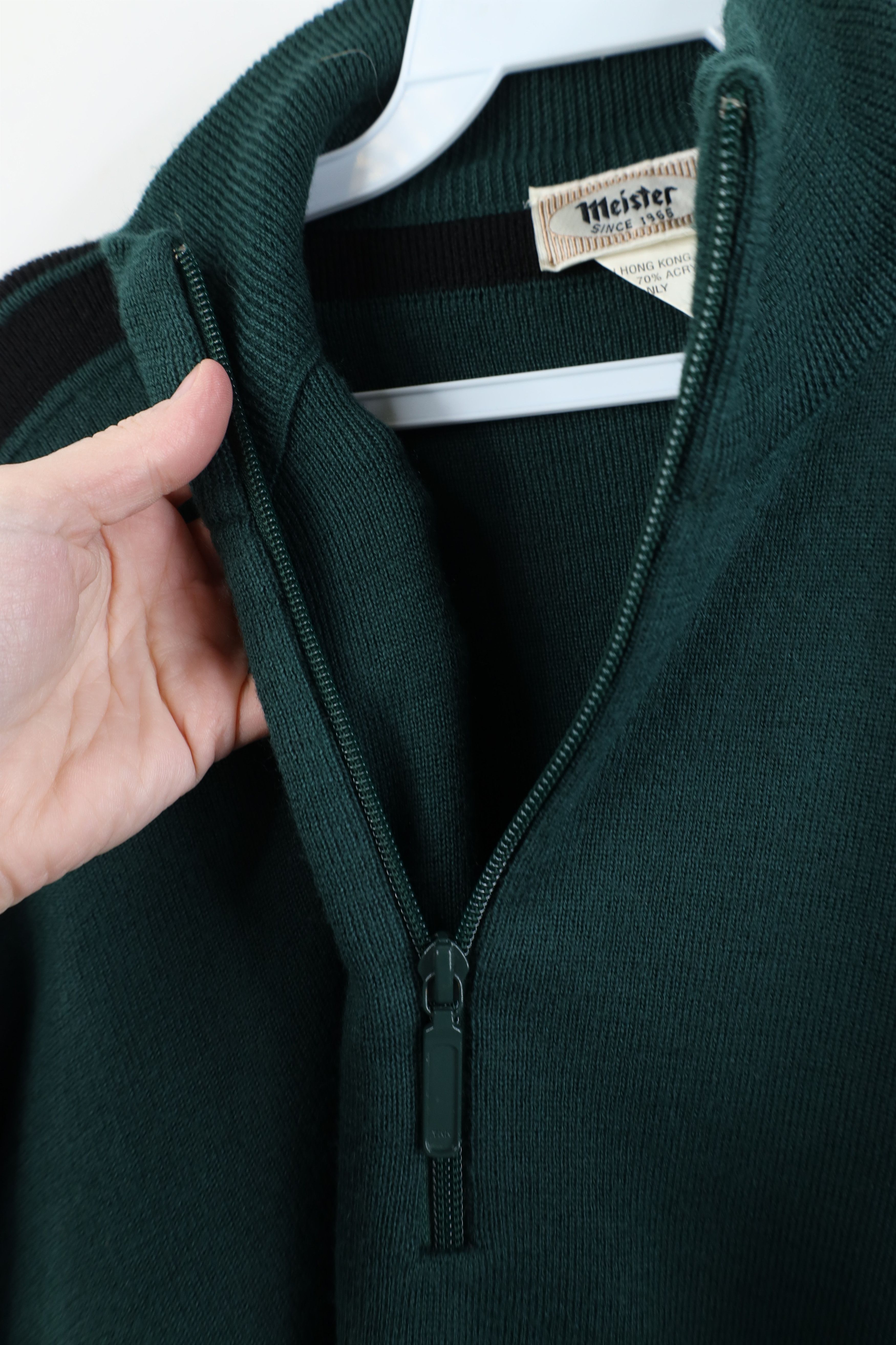 Vintage Vintage 90s Streetwear Striped 1/4 Half Zip Sweater Green Size US XL / EU 56 / 4 - 7 Thumbnail