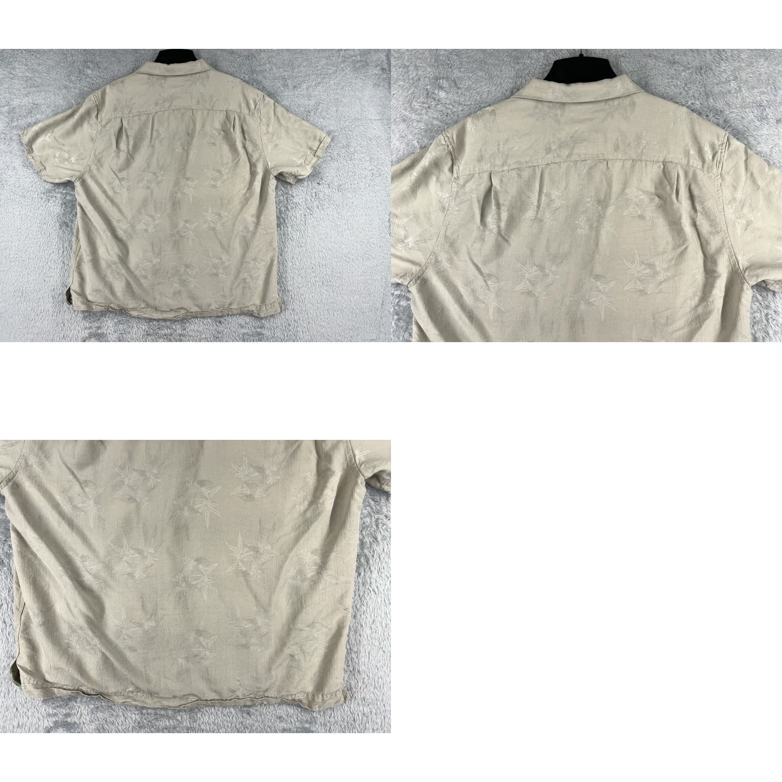 Haggar Haggar Shirt Adult Large Beige 100% Silk Button Up Pocket Floral Hawaiian Camp Size US L / EU 52-54 / 3 - 8 Thumbnail