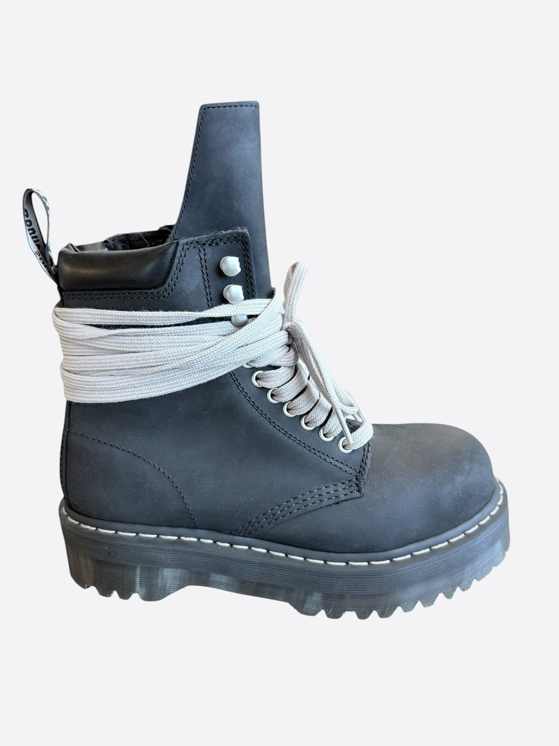 Rick Owens Dr. Martens Black Quad Sole Steel Toe Combat Boots Size US 8 / EU 41 - 1 Thumbnail