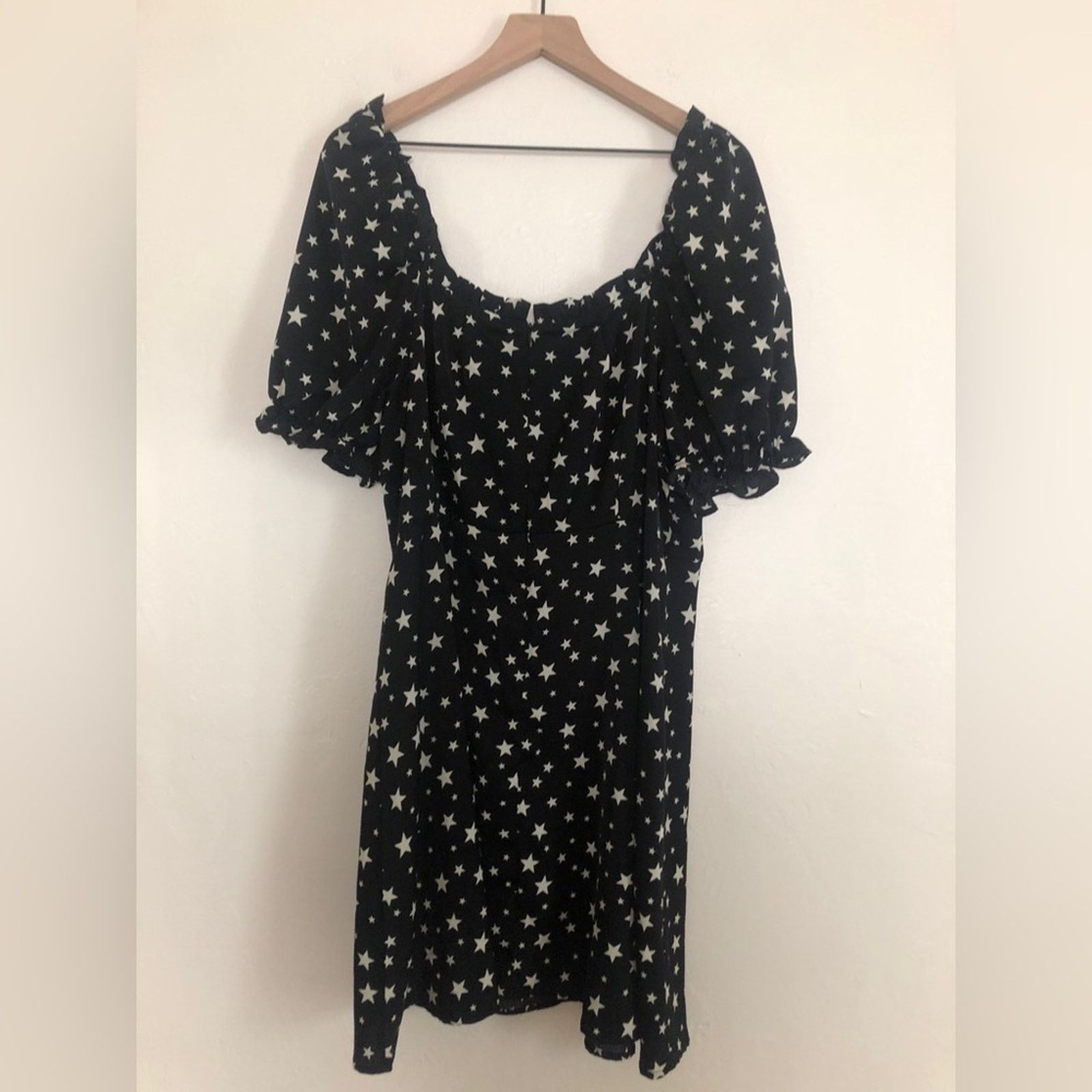 Nasty Gal Nasty Gal Black White Star Print Ruffle Fit Flare Mini Dress Size XXL / US 16-18 / IT 52-54 - 9 Thumbnail