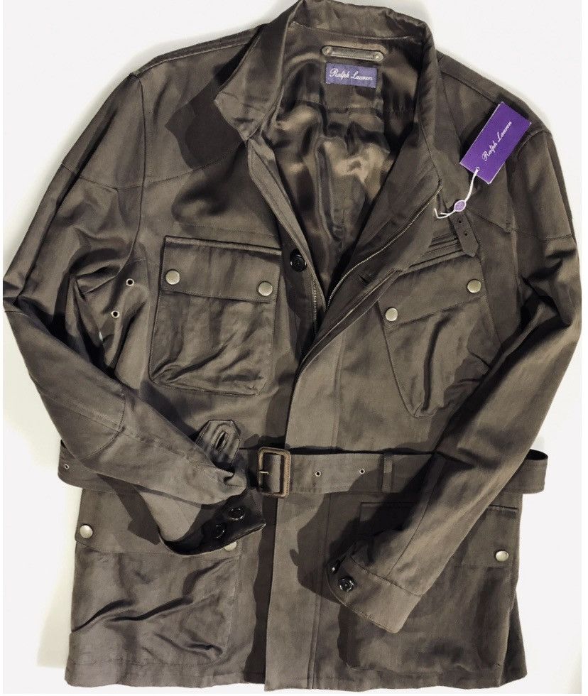 Ralph Lauren Purple Label RLPL 🇮🇹 WAXED COTTON/LINEN BELTED HUNTERS JACKET XXL NWT Size US XXL / EU 58 / 5 - 1 Thumbnail