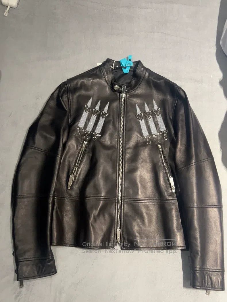 Valentino Valentino Leather jacket with a stand-up collar zipper cas Size US L / EU 52-54 / 3 - 1 Thumbnail