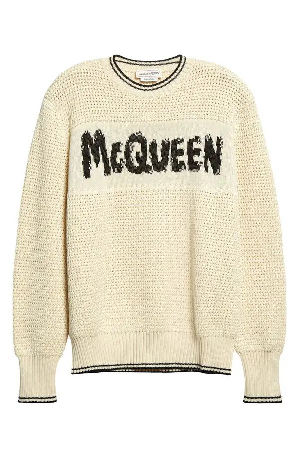 Alexander McQueen o1y1024 Sweater in Ivory Size US XL / EU 56 / 4 - 1 Thumbnail