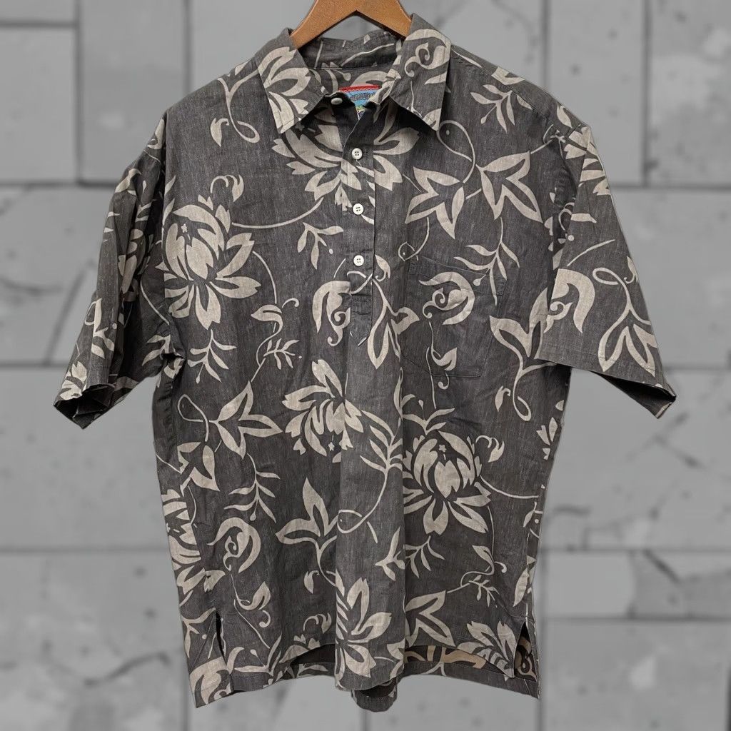 Vintage VINTAGE Joe Kealuhas Gray Floral Print Short Sleeve Hawaiian Button Down Shirt Mens XL USA Size US XL / EU 56 / 4 - 1 Thumbnail