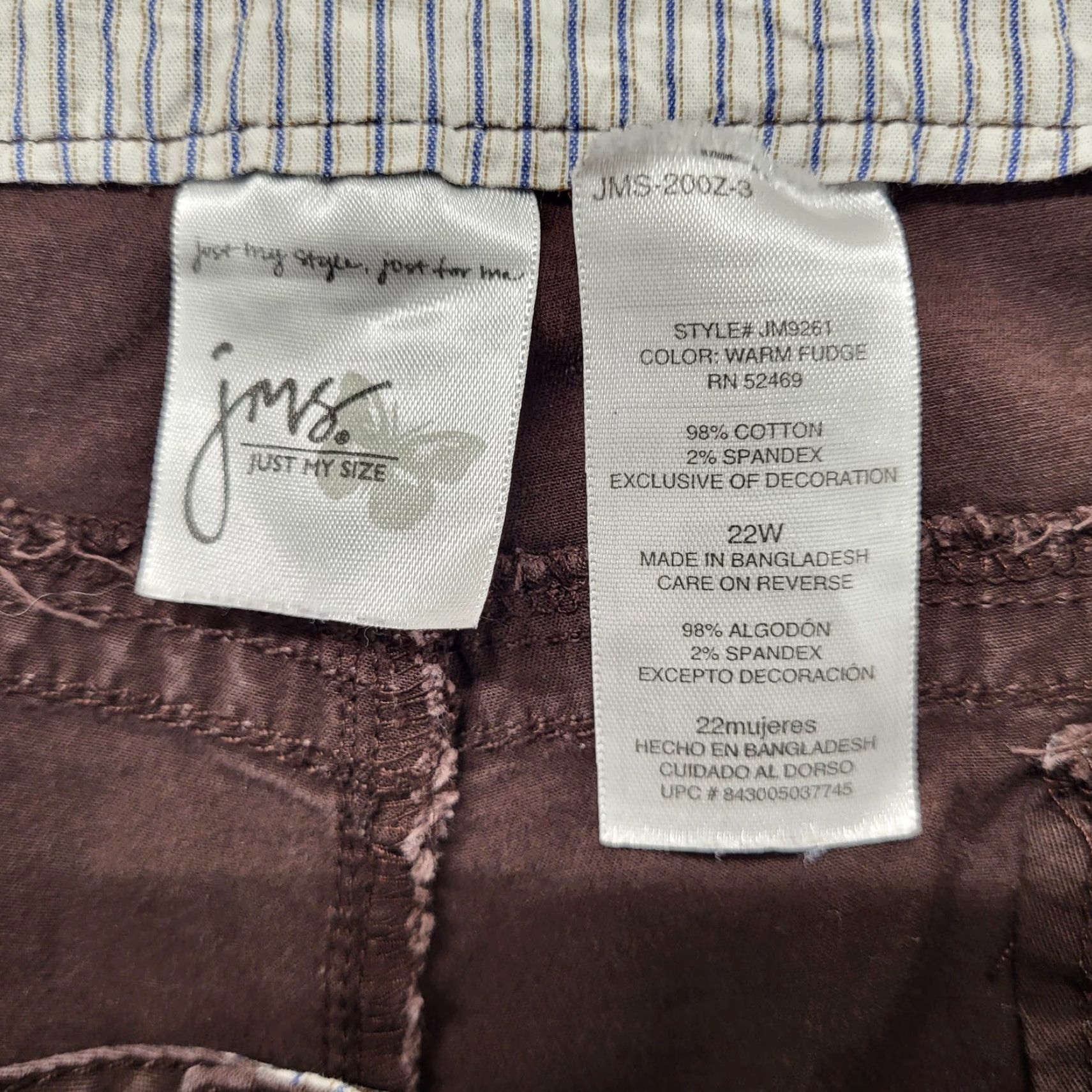 Vintage JMS Just My Size Shorts Women's Plus Size 22W Bermuda Denim 5-Pocket See Pic's Brown Blue College Boho Beach Travel Casual Womens Size 40" / US 18 - 2 Thumbnail