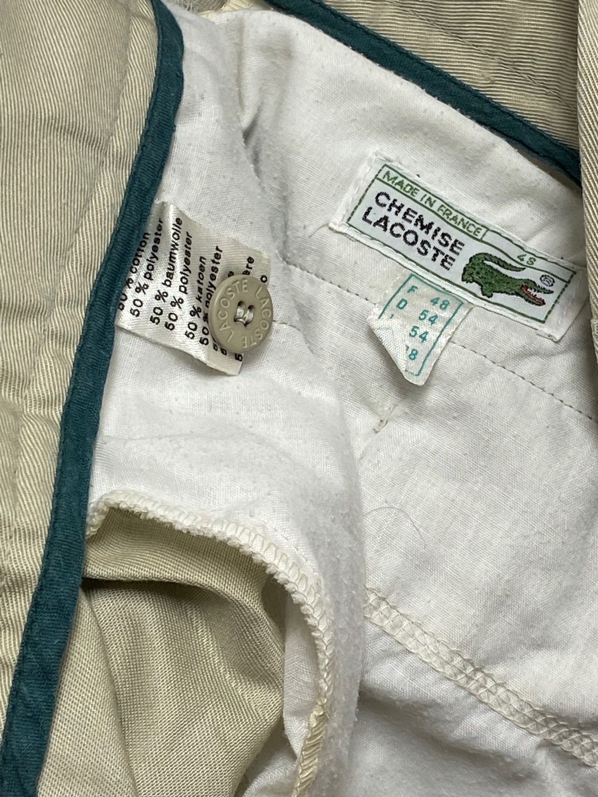 Lacoste 90s Vintage LACOSTE Chemise Beige Baggy Oversize Wide Pants Size US 35 - 8 Thumbnail