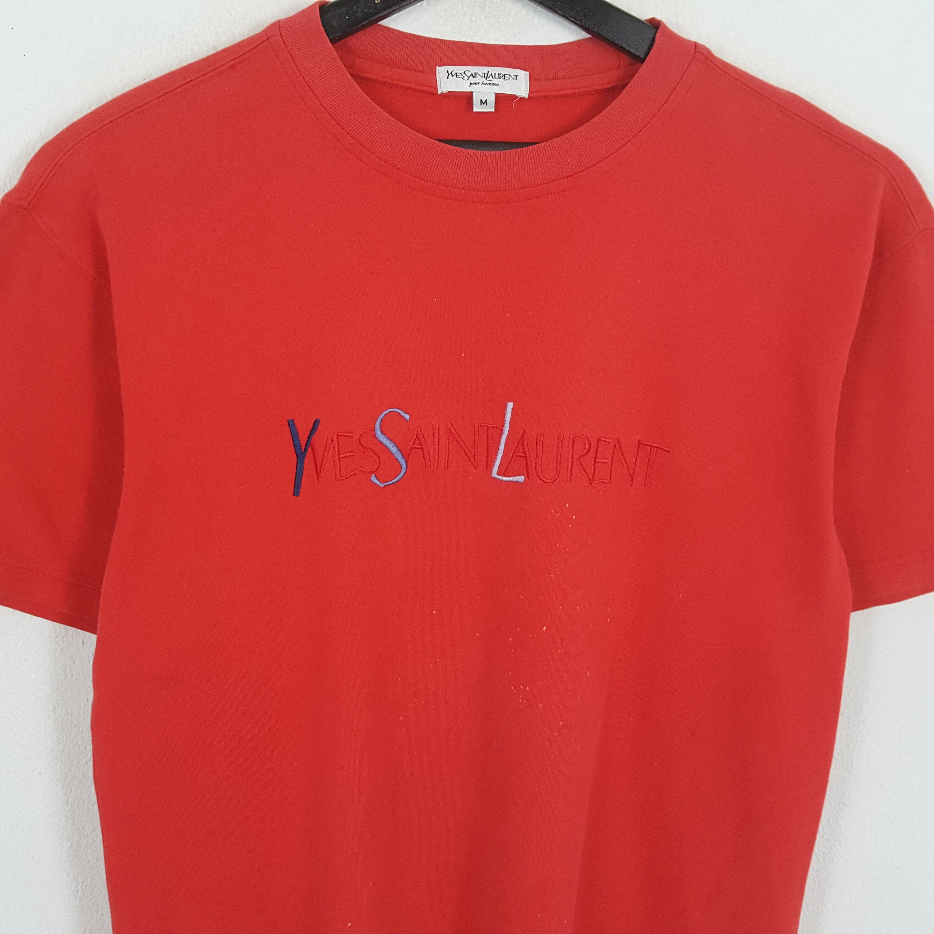 Vintage YVES SAINT LAURENT Luxury Fashion Brand Spellout Tshirt Size US L / EU 52-54 / 3 - 2 Thumbnail