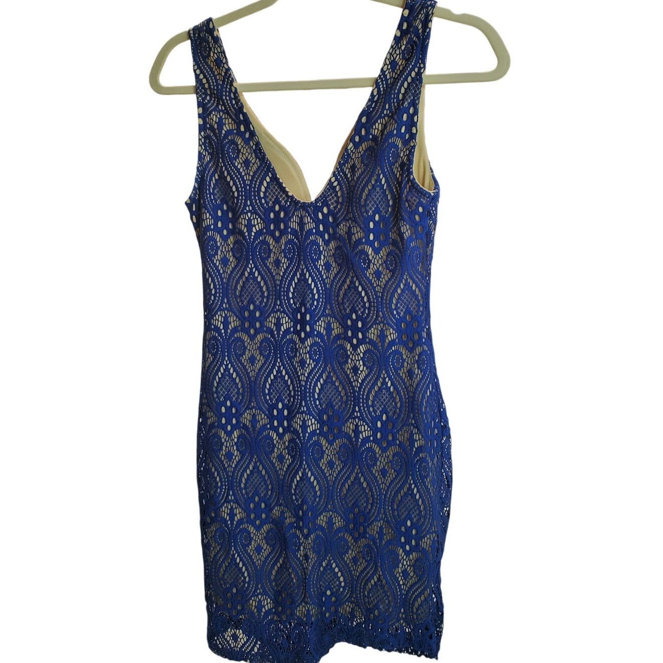 Other TRAC USA Blue Lace Sleeveless Nude Lined Dress Medium Size M / US 6-8 / IT 42-44 - 4 Thumbnail