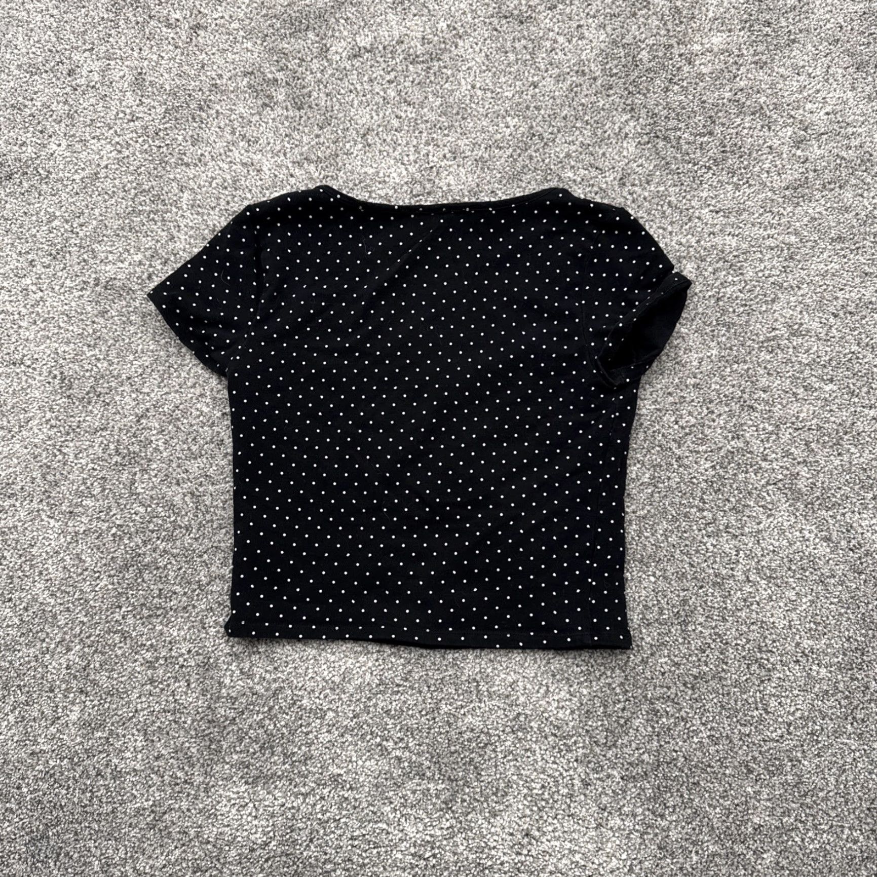 Garage Garage Cropped Top Women S Short Sleeve V-Neck Polka Dot Jersey T-Shirt Retro Y2K Edgy Grunge Minimalist City Outdoor 95% Cotton 5% Spandex Size S / US 4 / IT 40 - 6 Thumbnail