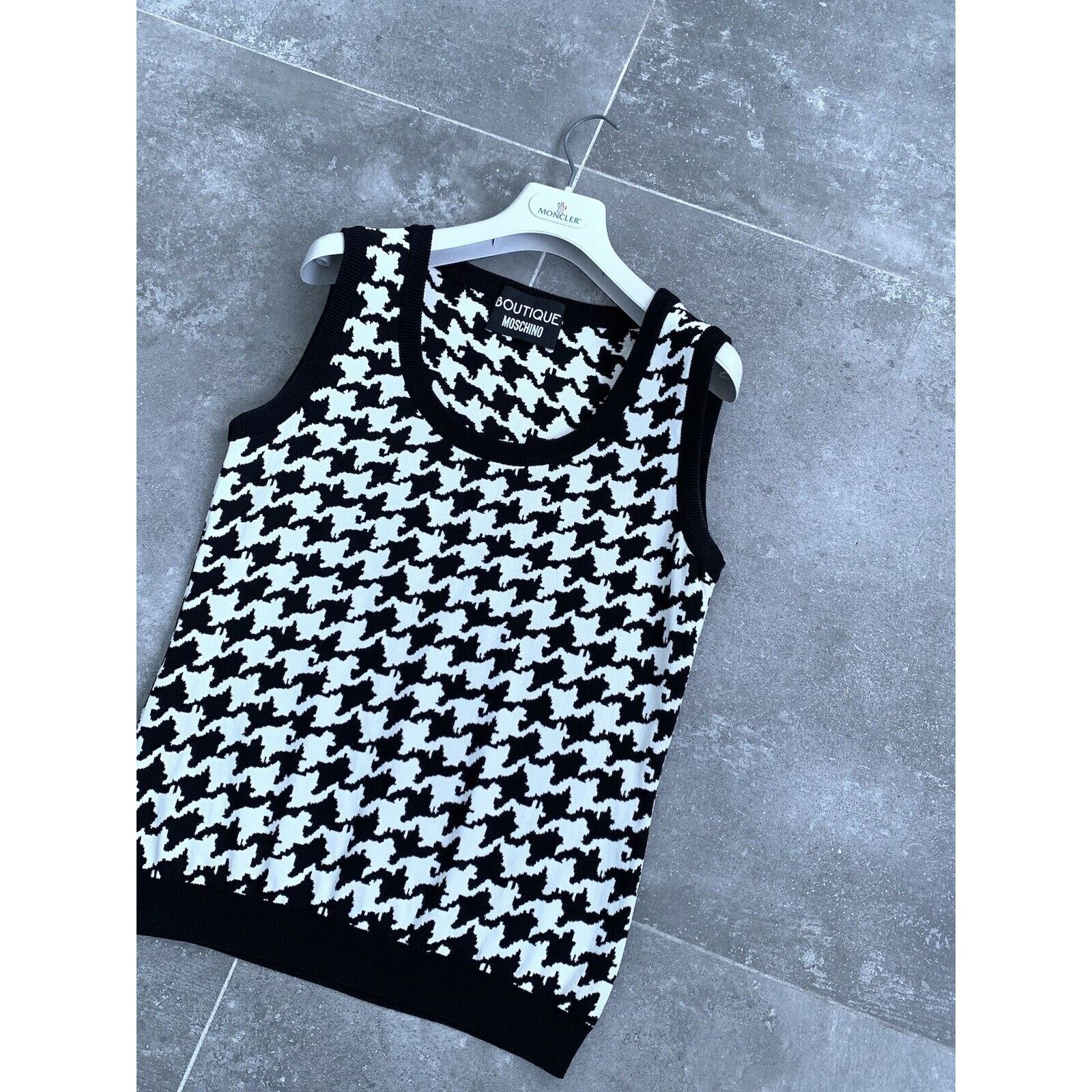 Moschino Womens MOSCHINO Houndstooth Vest Cardigan Top S-M US 6 EU 38 Size M / US 6-8 / IT 42-44 - 6 Thumbnail