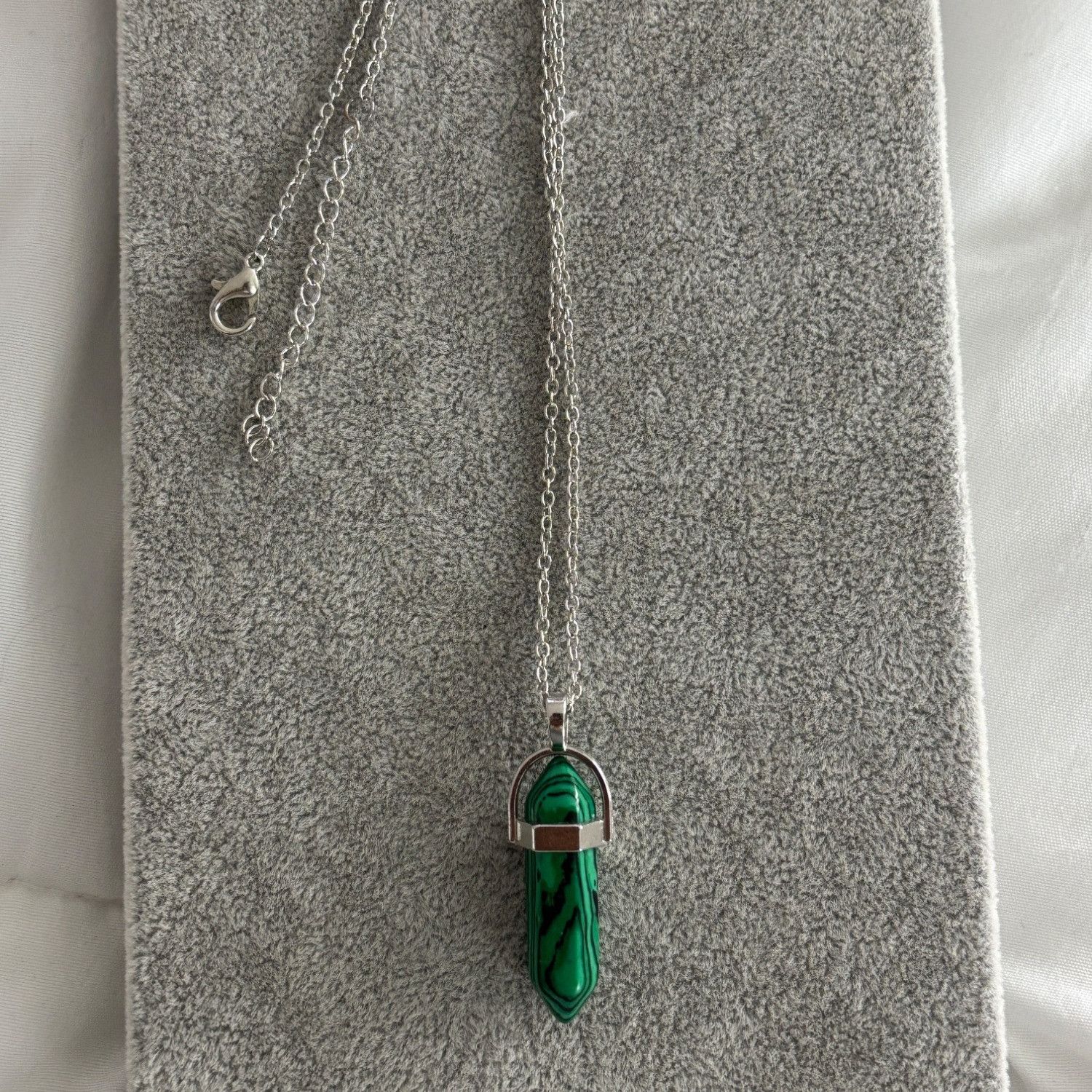 Other Green Malachite Crystal Pendant Necklace With Silver-Tone Ch Size ONE SIZE - 1 Thumbnail