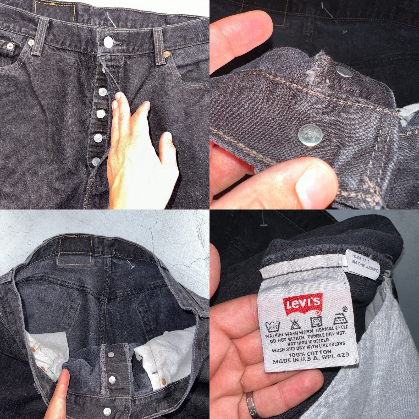 Levi's VINTAGE Levi's 501 Jeans Men Adult Regular Fit Straight Leg Dark Wash Black 90s USA 40x34 Size US 40 / EU 56 - 8 Thumbnail