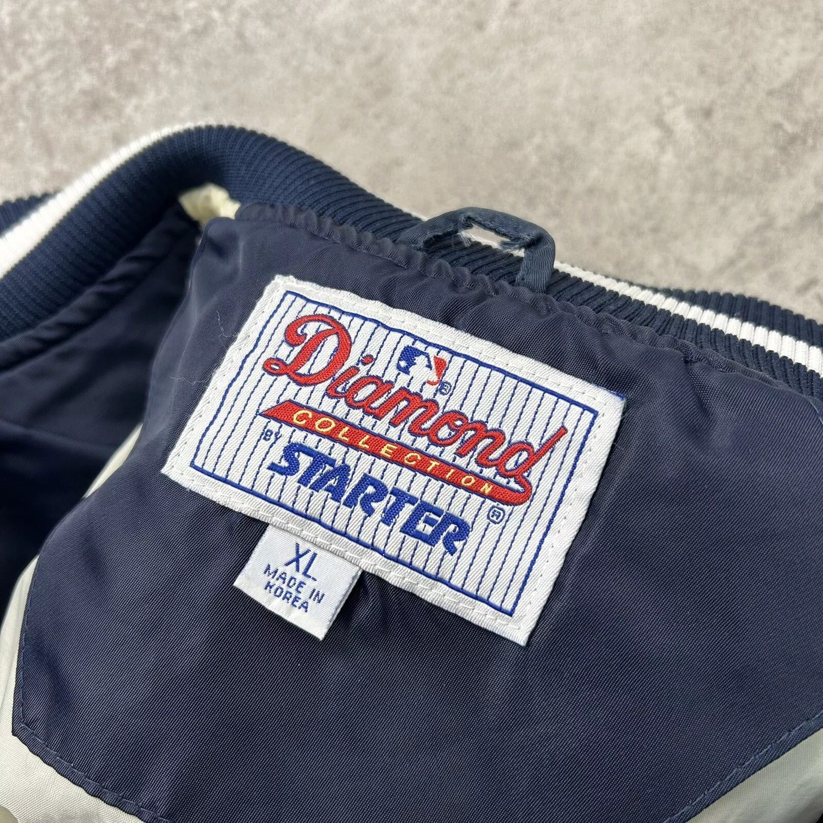 MLB × Starter × Vintage NEW YORK YANKEES DIAMOND COLLECTION SATIN JACKET YOUTH Sz Size XL / US 12-14 / IT 48-50 - 5 Thumbnail