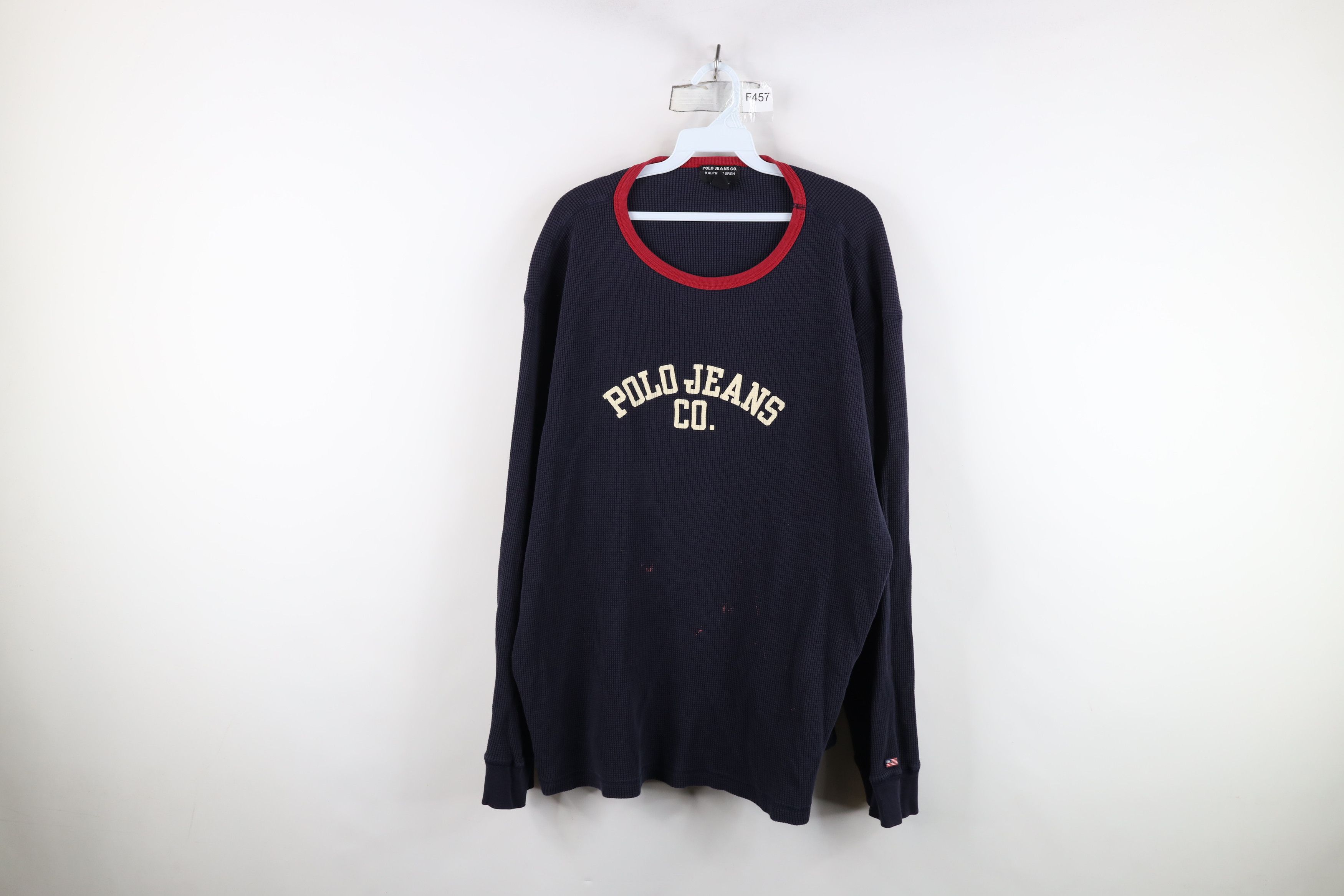 Ralph Lauren Vintage 90s Ralph Lauren Thermal Waffle Knit T-Shirt Blue Size US XXL / EU 58 / 5 - 1 Thumbnail