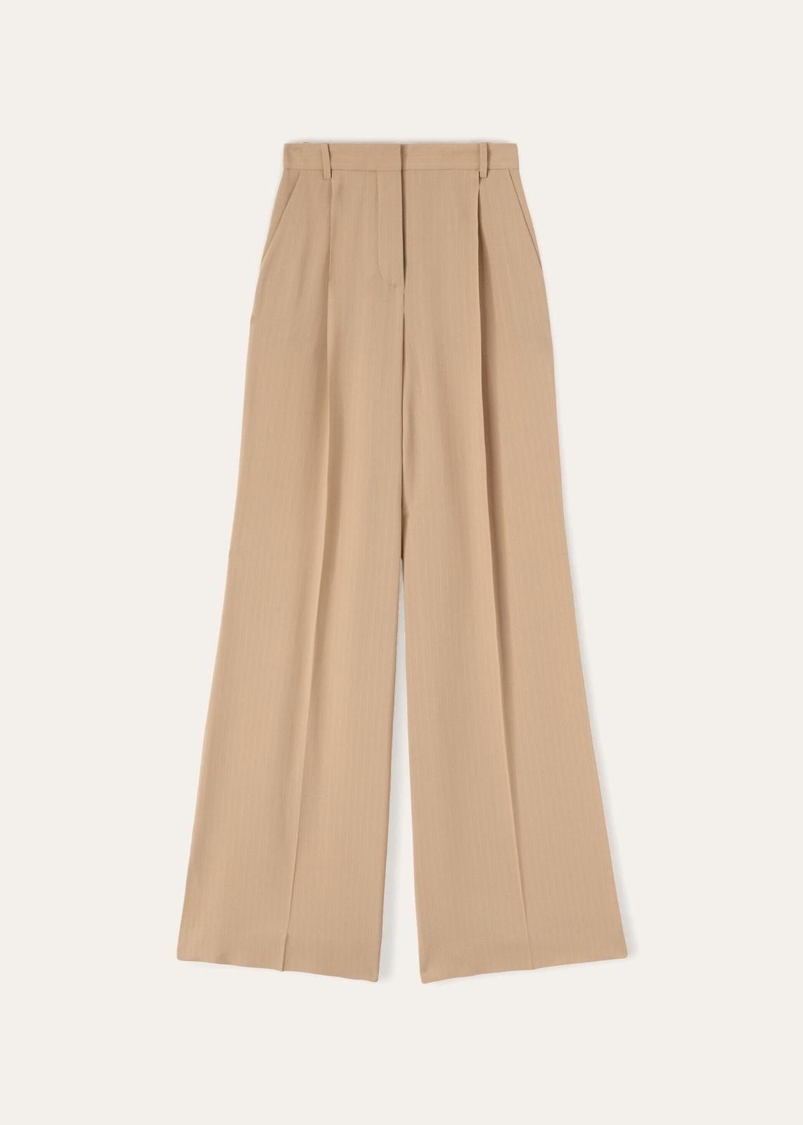 Loro Piana o1srvl11e0824 Jail Chalk Stripes Silk Trouser in Beige Size 28" / US 6 / IT 42 - 1 Thumbnail
