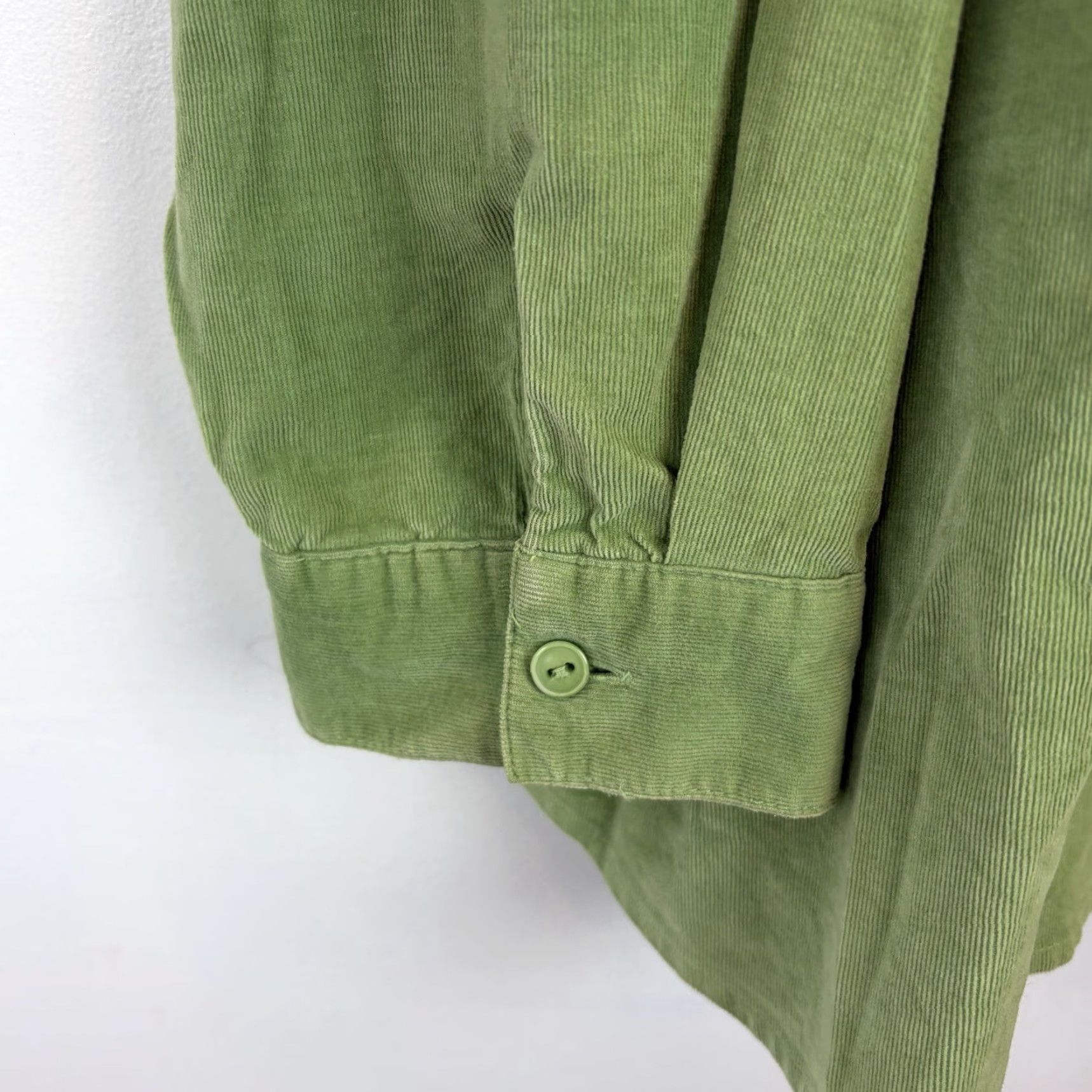 CO D&Co Denim Co Corduroy Top Womens 3X Button Front Green Tunic Plus Shirt Size XXL / US 16-18 / IT 52-54 - 4 Thumbnail