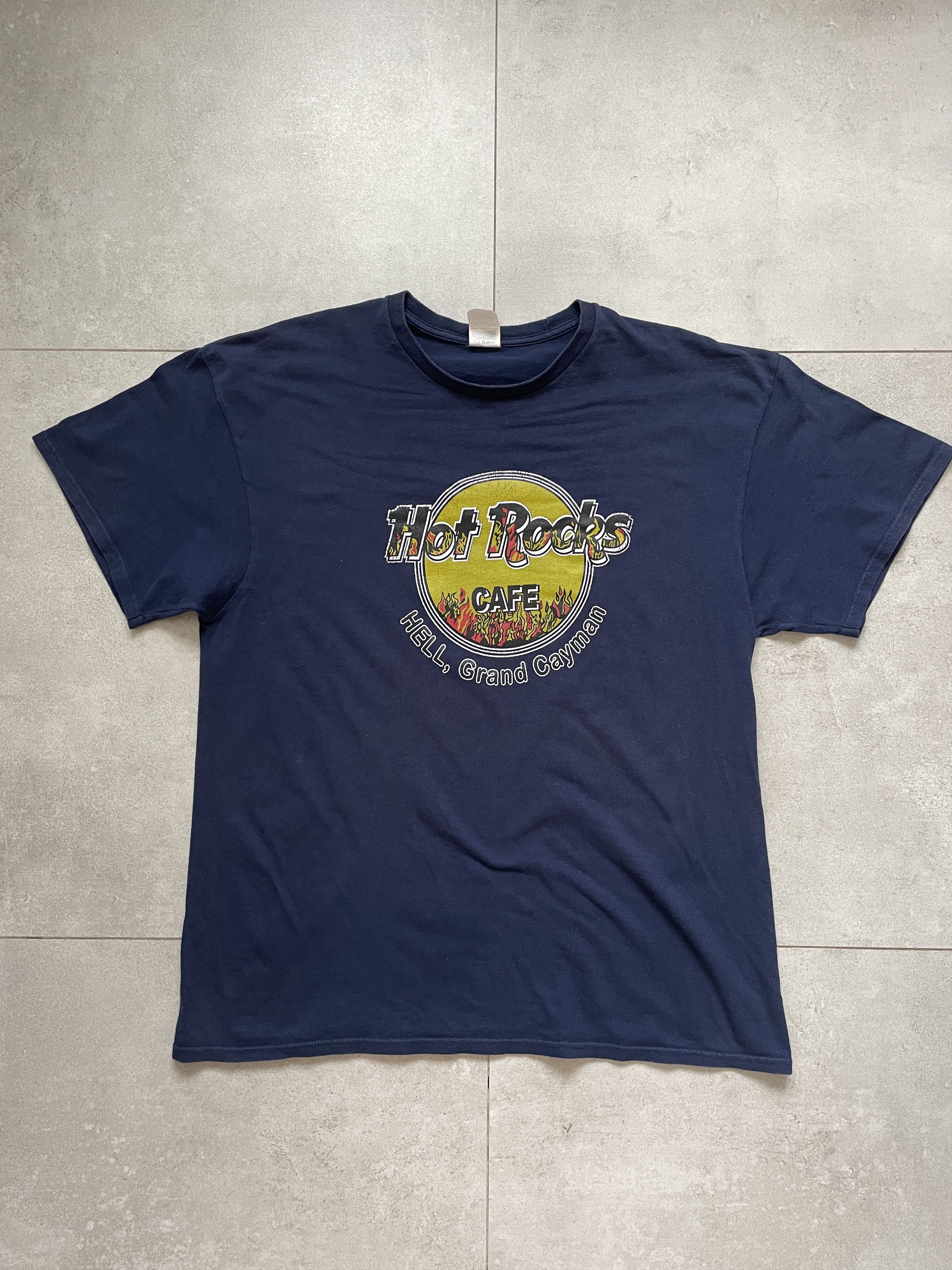 Hard Rock Cafe VINTAGE 90S HOT ROCKS CAFÉ HELL NAVY WASHED TEE Size US XL / EU 56 / 4 - 1 Thumbnail