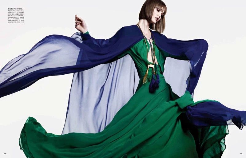 Yves Saint Laurent YSL Hedi SS13 Runway Look64 Silk Chiffon Cape Size ONE SIZE - 6 Thumbnail