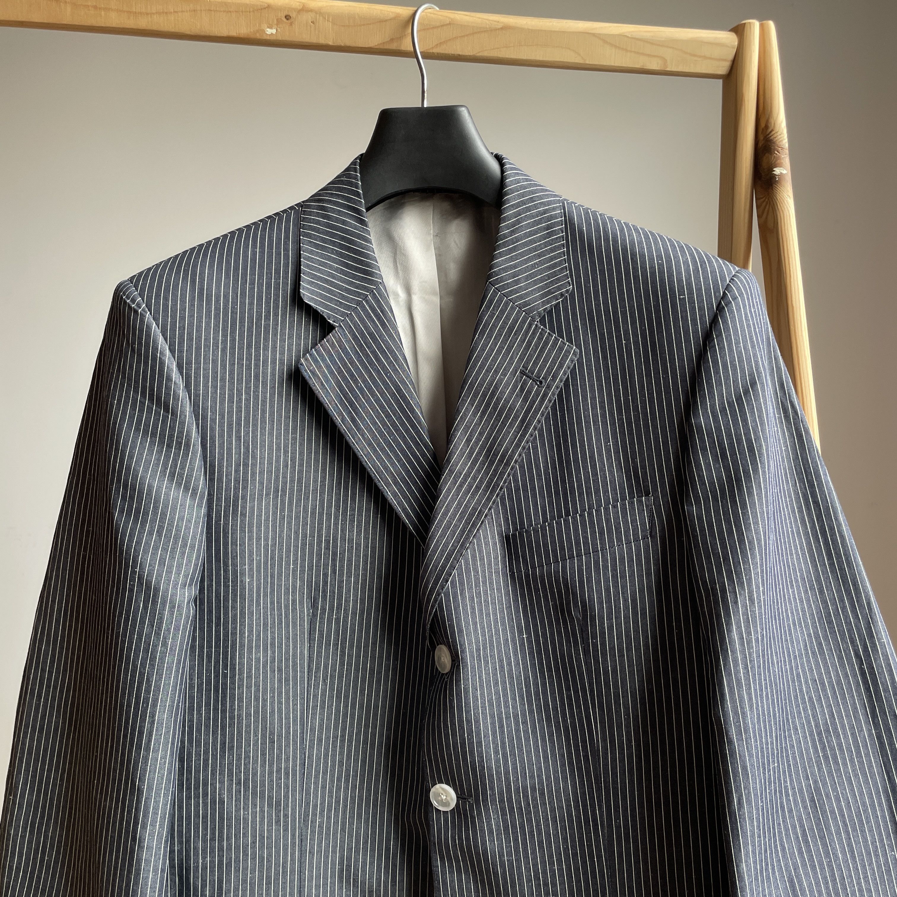 SCABAL Scabal Savile Row 3 Button Cotton Linen Striped Blazer Size 40R - 4 Thumbnail