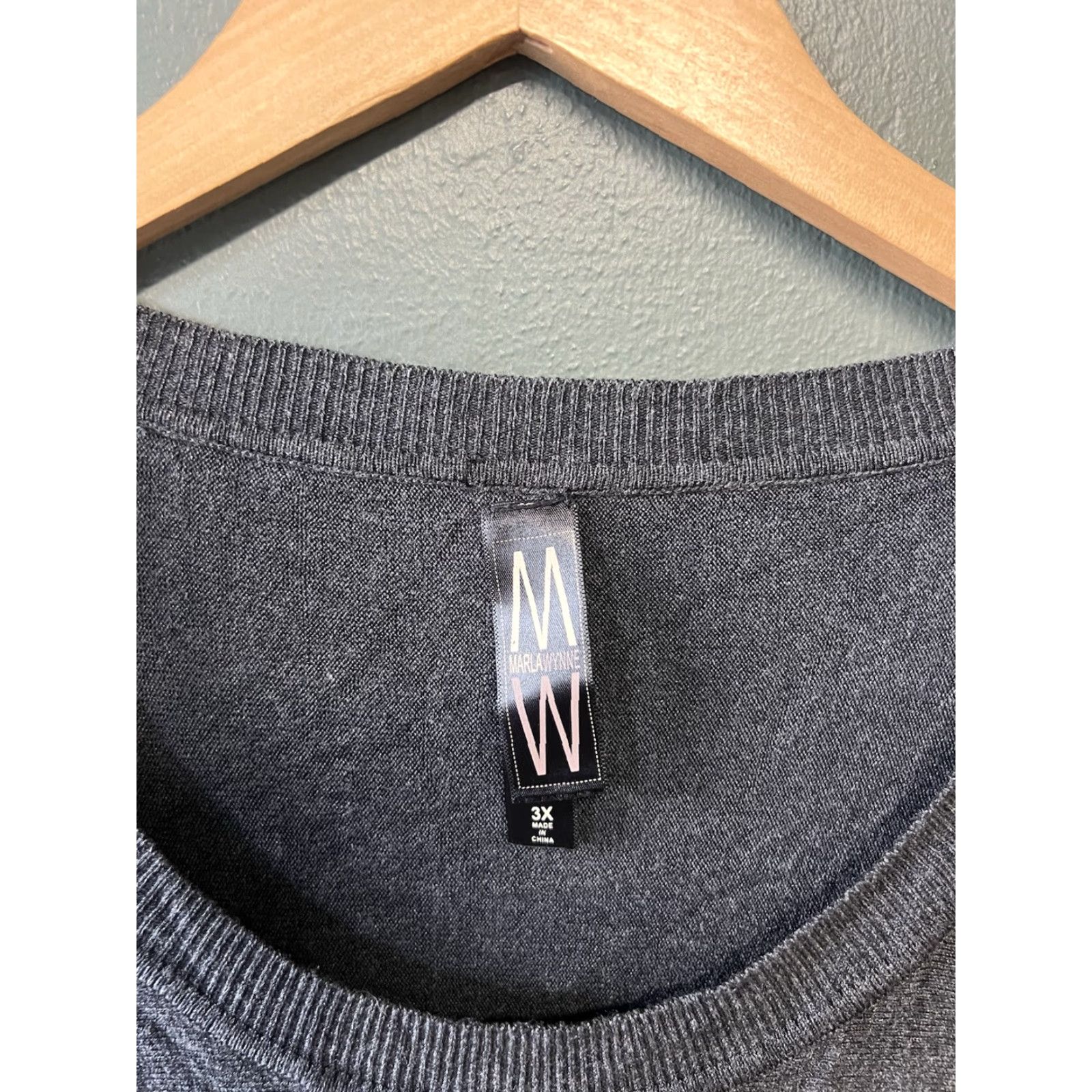 Vintage Marla Wynne Blouse Shirt 3X Plus Womens Gray Viscose Blend Long Sleeve Pullover Knit Lightweight All Seasons Casual, Travel, Party/Cocktail Womens Size XXL / US 16-18 / IT 52-54 - 3 Thumbnail