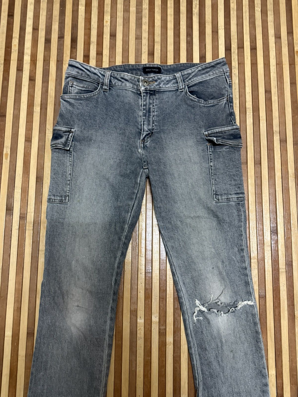 Japanese Brand Daily Topics Japanese brand Denim Cargo Pants Y2K Style W Size US 31 - 2 Thumbnail