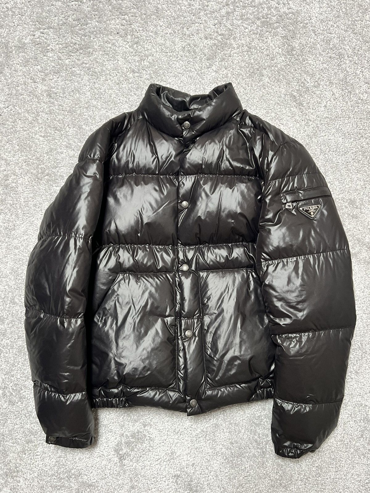 Prada Prada Black Shiny Triangle Logo Down Jacket Size M Size US M / EU 48-50 / 2 - 4 Thumbnail