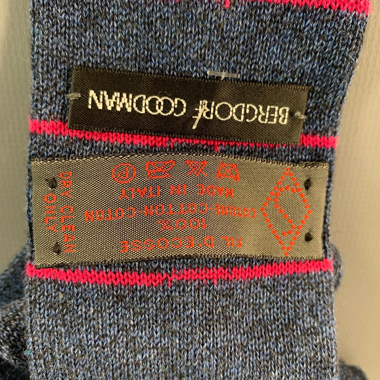 Bergdorf Goodman BERGDORF GOODMAN Blue Pink Stripe Cotton Knit Tie Size ONE SIZE - 3 Thumbnail
