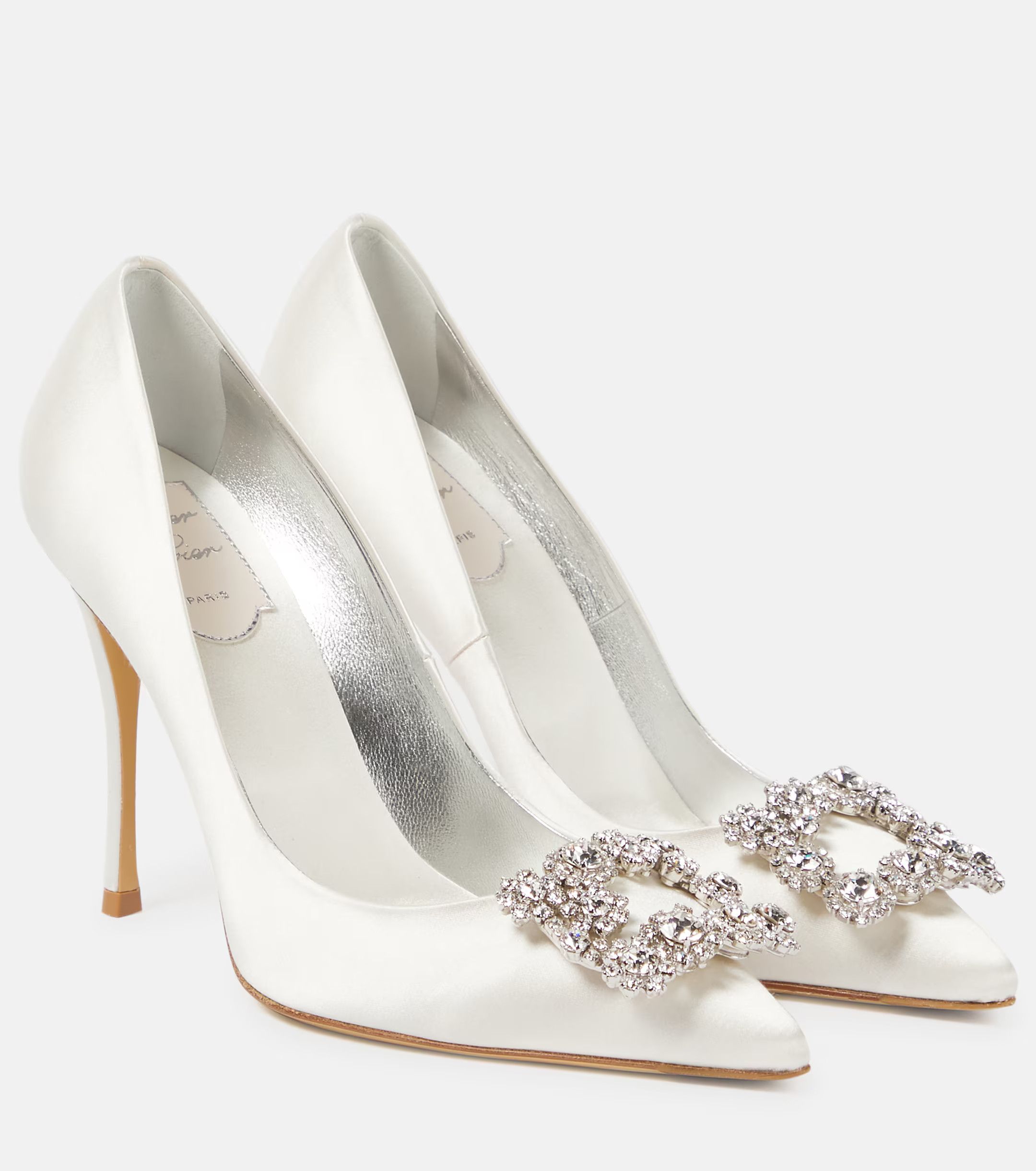 Roger Vivier o1s22i1n0824 Satin Decollete Flower Pumps in White Size US 9 / IT 39 - 1 Thumbnail