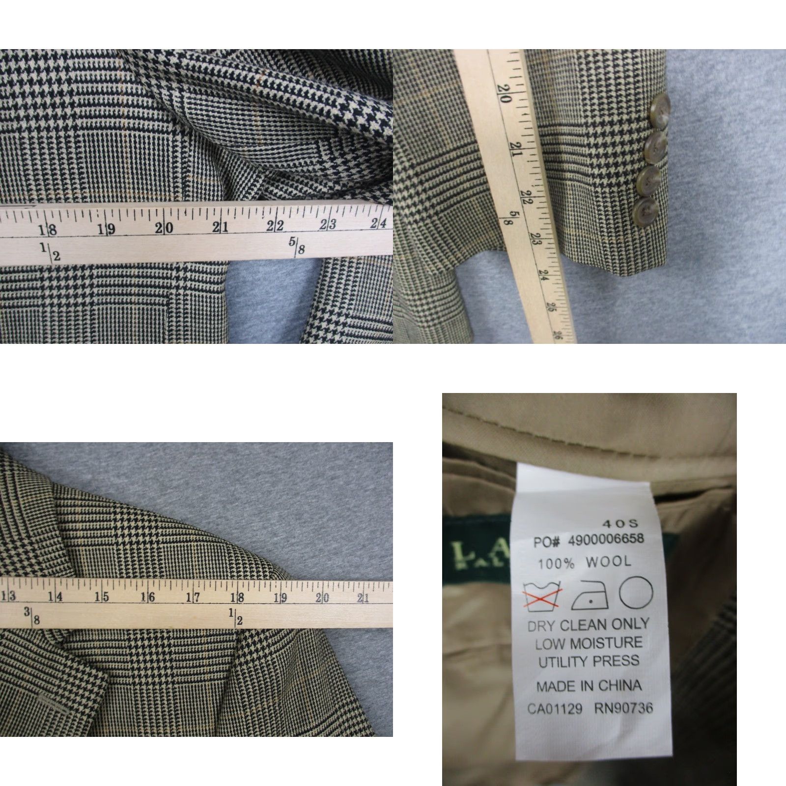 Ralph Lauren VINTAGE Lauren Ralph Lauren Blazer Mens 40 Wool Glen Plaid Houndstooth Jacket Classic Sport Coat Regular Brown Wool Blazer Mens 40 Lauren Ralph Lauren Size 40R - 8 Thumbnail