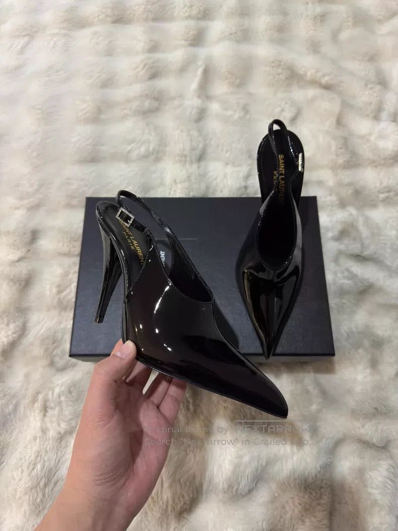Saint Laurent Paris Saint Laurent Paris Crystal Rhinestone Patent Leather Poin Size US 7 / IT 37 - 4 Thumbnail