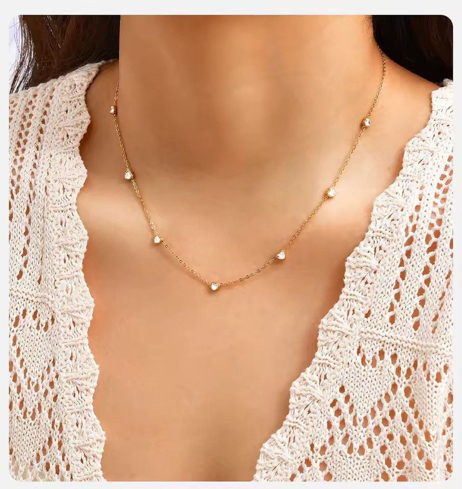 Other Shiny CZ Stones Heart Chain Necklace Size ONE SIZE - 4 Thumbnail