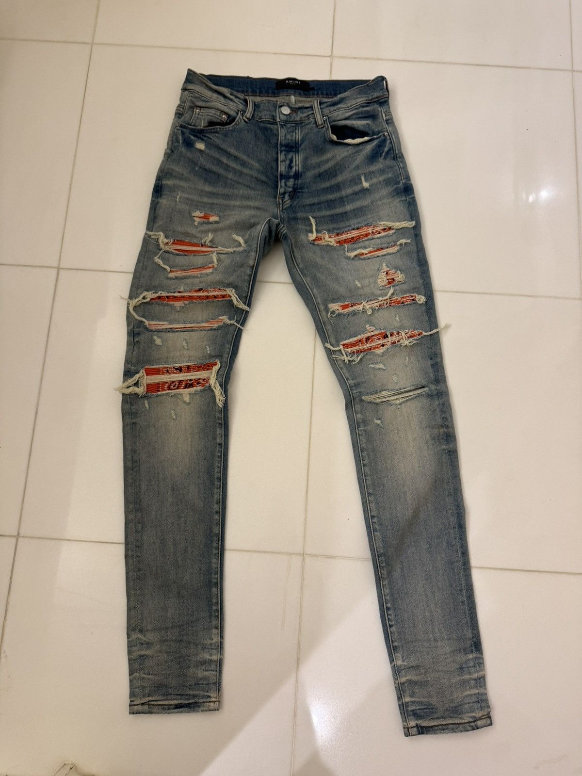 Amiri Amiri Orange bandana skinny Size US 32 / EU 48 - 1 Thumbnail
