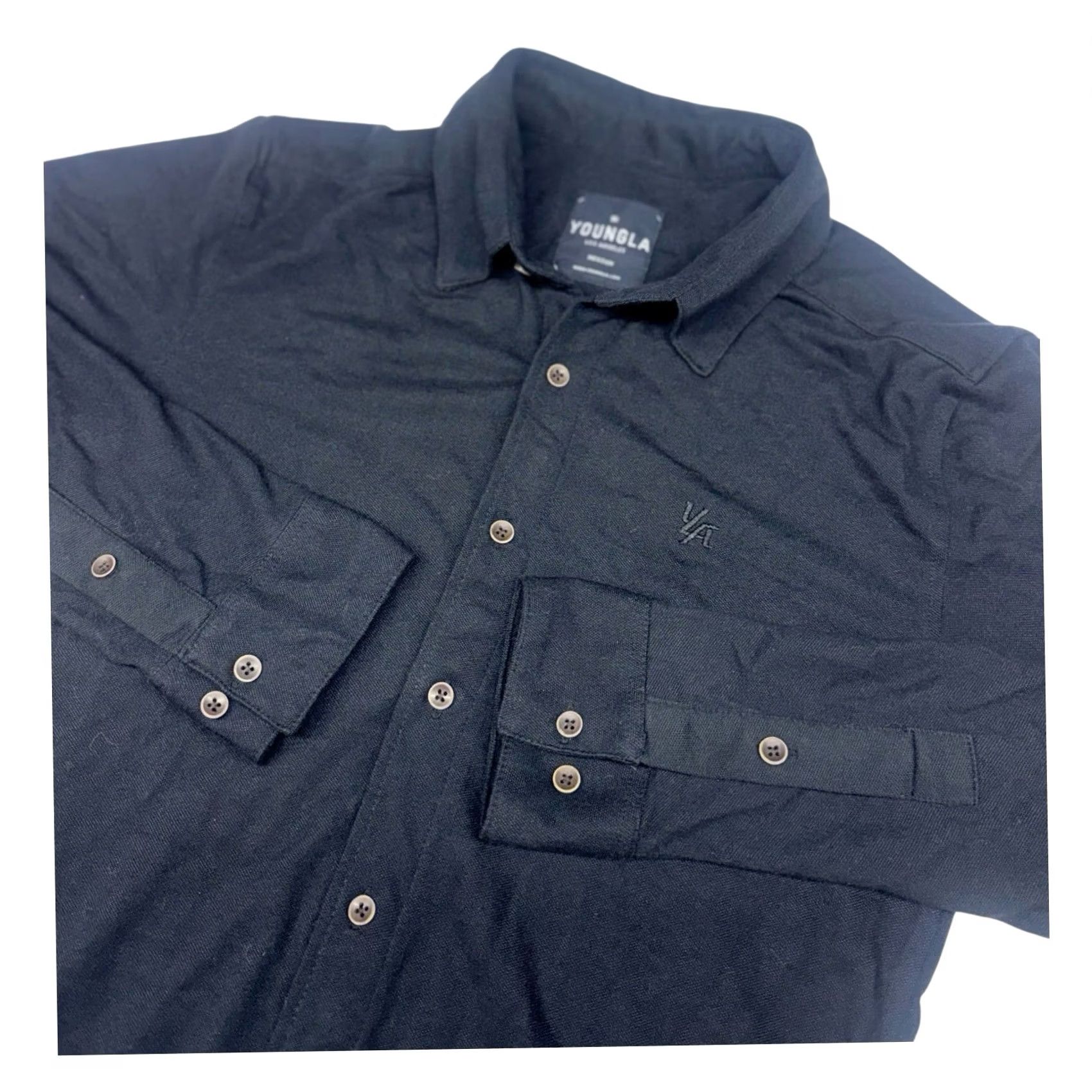 YoungLA YoungLA Button-Up Shirt Men M Long Sleeve Black Casual Stretch Soft Size US M / EU 48-50 / 2 - 2 Thumbnail