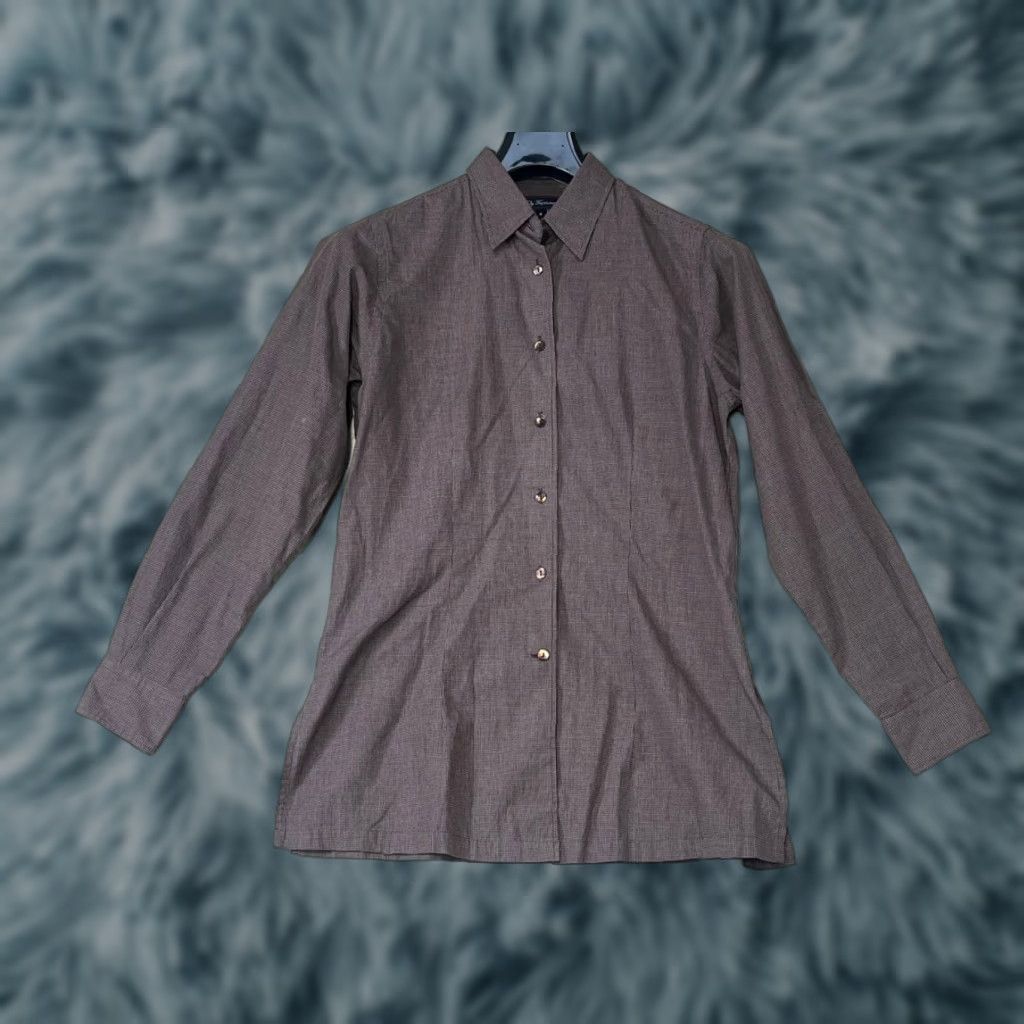 Faconnable Facconnable Mens Plaid Long Sleeve Button-Down Casual Shirt France Small Brown Cotton Button-Up N/A Size US S / EU 44-46 / 1 - 1 Thumbnail