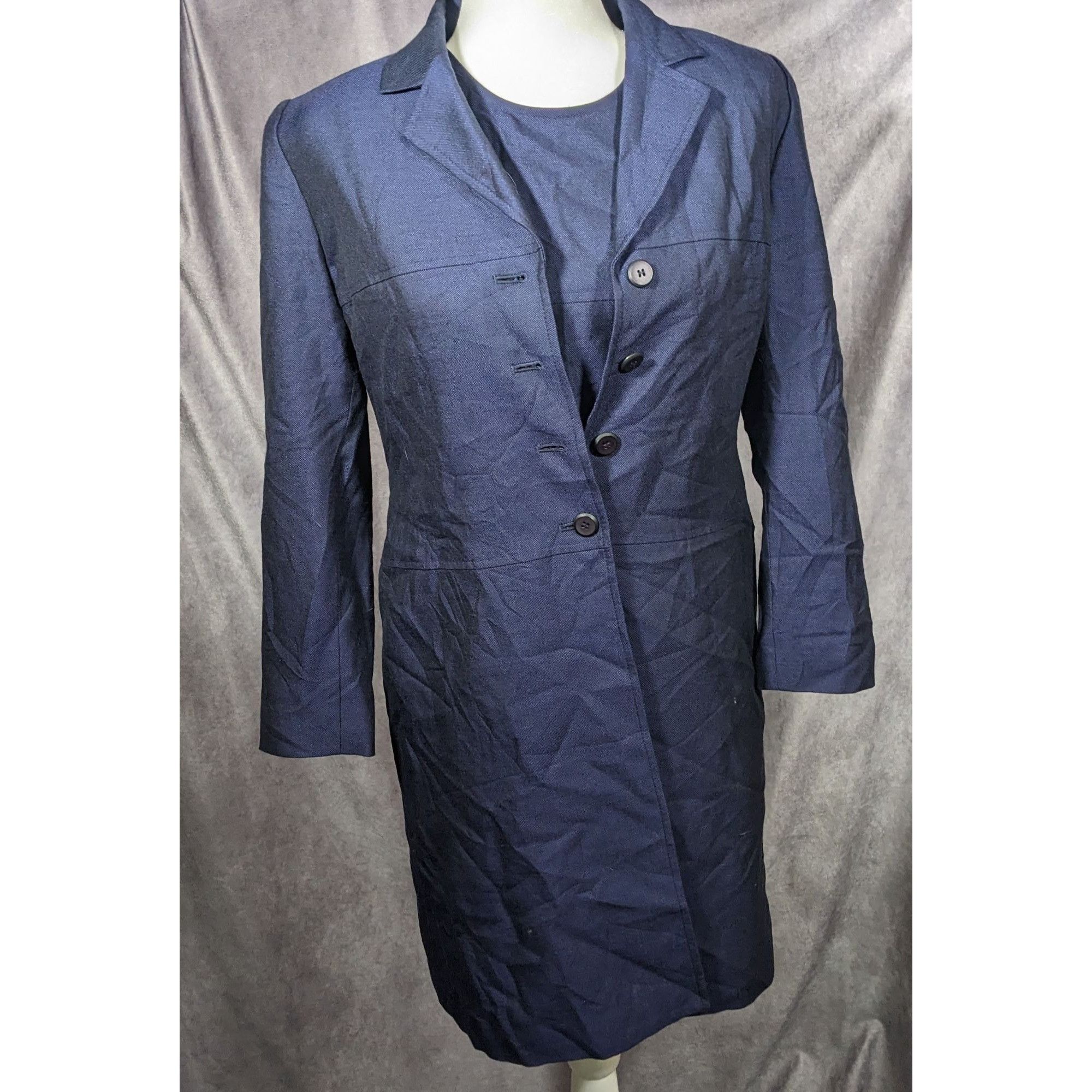 Kasper Vintage Kasper A.S.L. Petite Navy Dress Suit (Dress And Coat Size S / US 4 / IT 40 - 8 Thumbnail