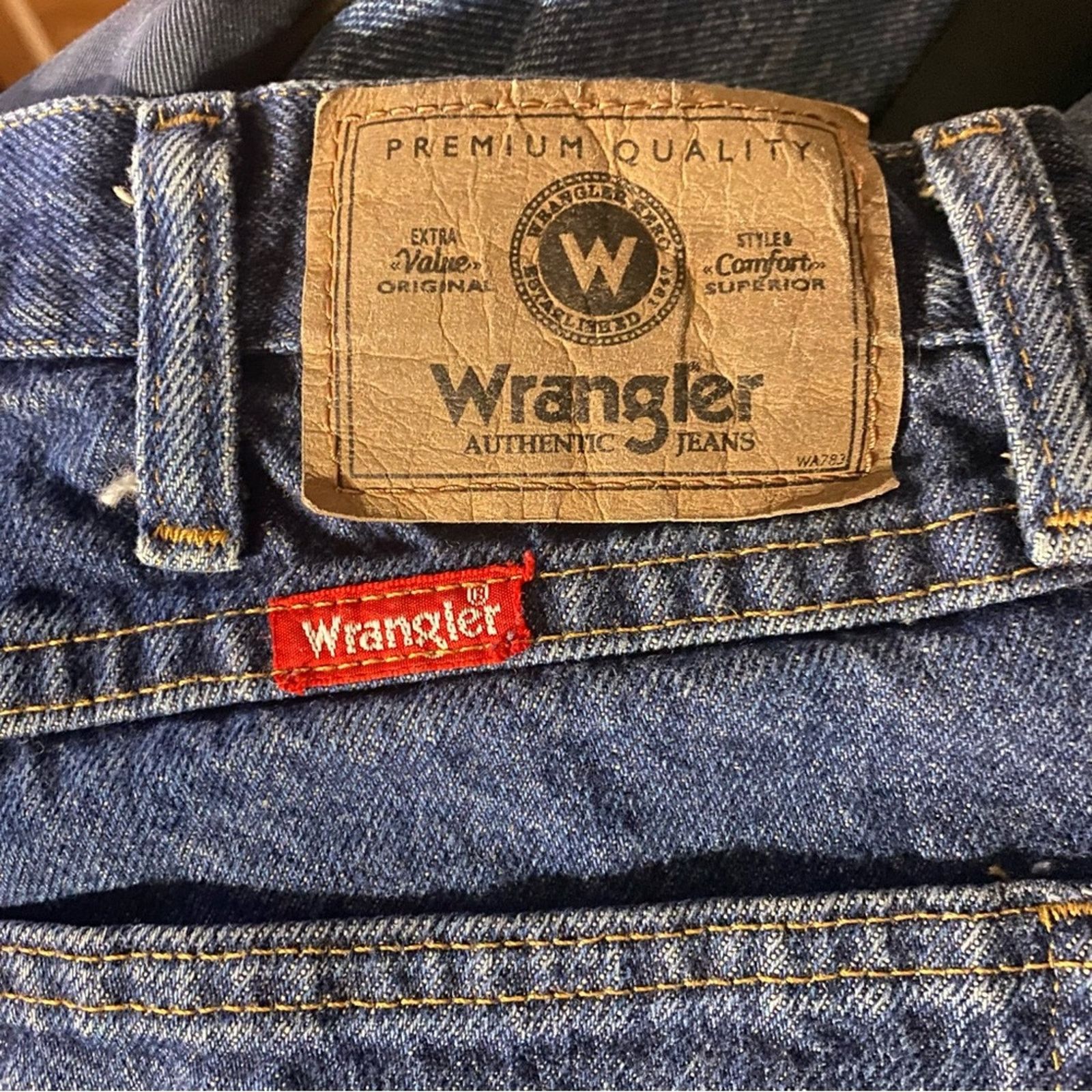 Wrangler Vintage 90s Dark Stonewash Wrangler Premium Quality Jeans Size US 36 / EU 52 - 6 Thumbnail