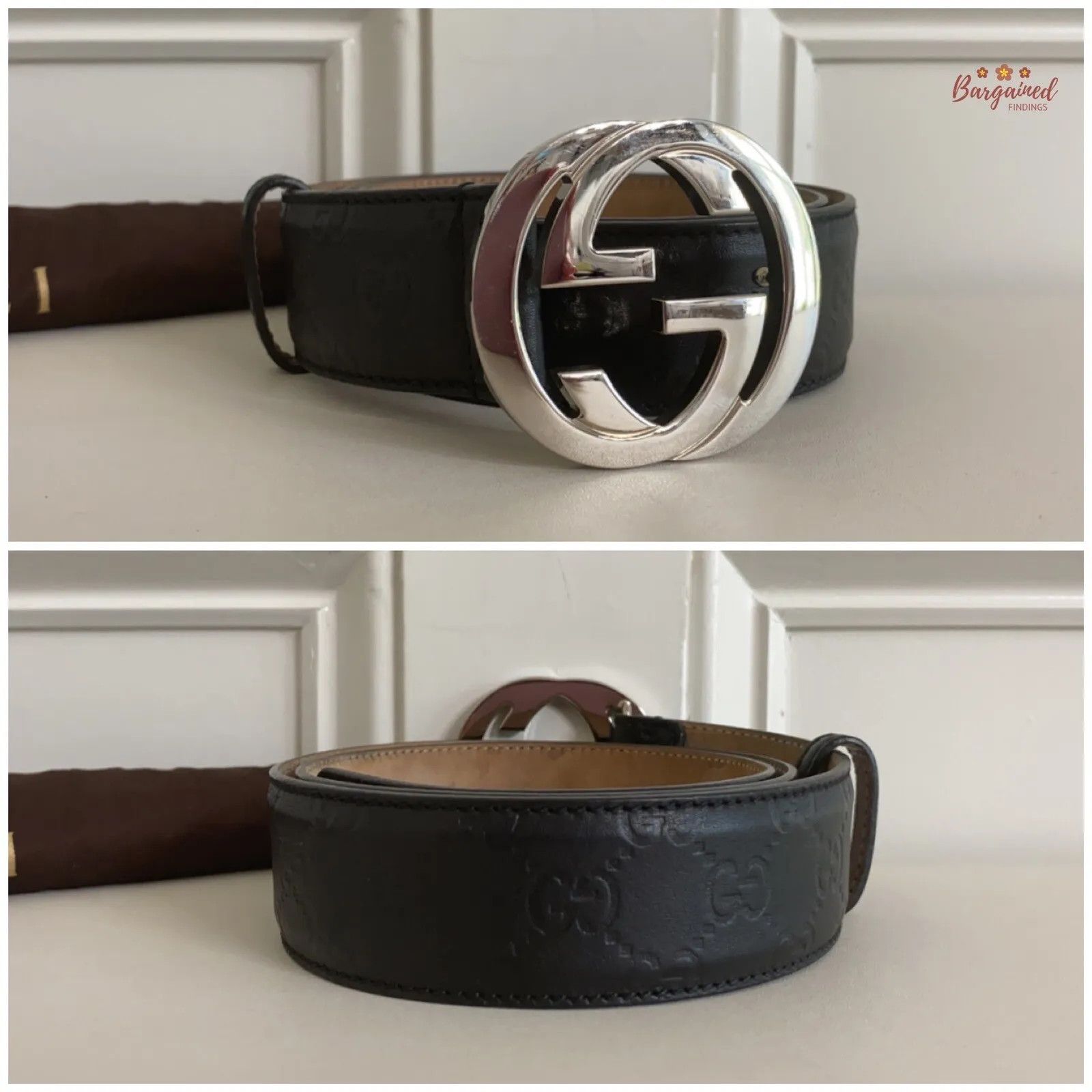 Gucci Gucci Black Guccissima Leather Silver Interlocking G Belt Size 34 - 9 Thumbnail