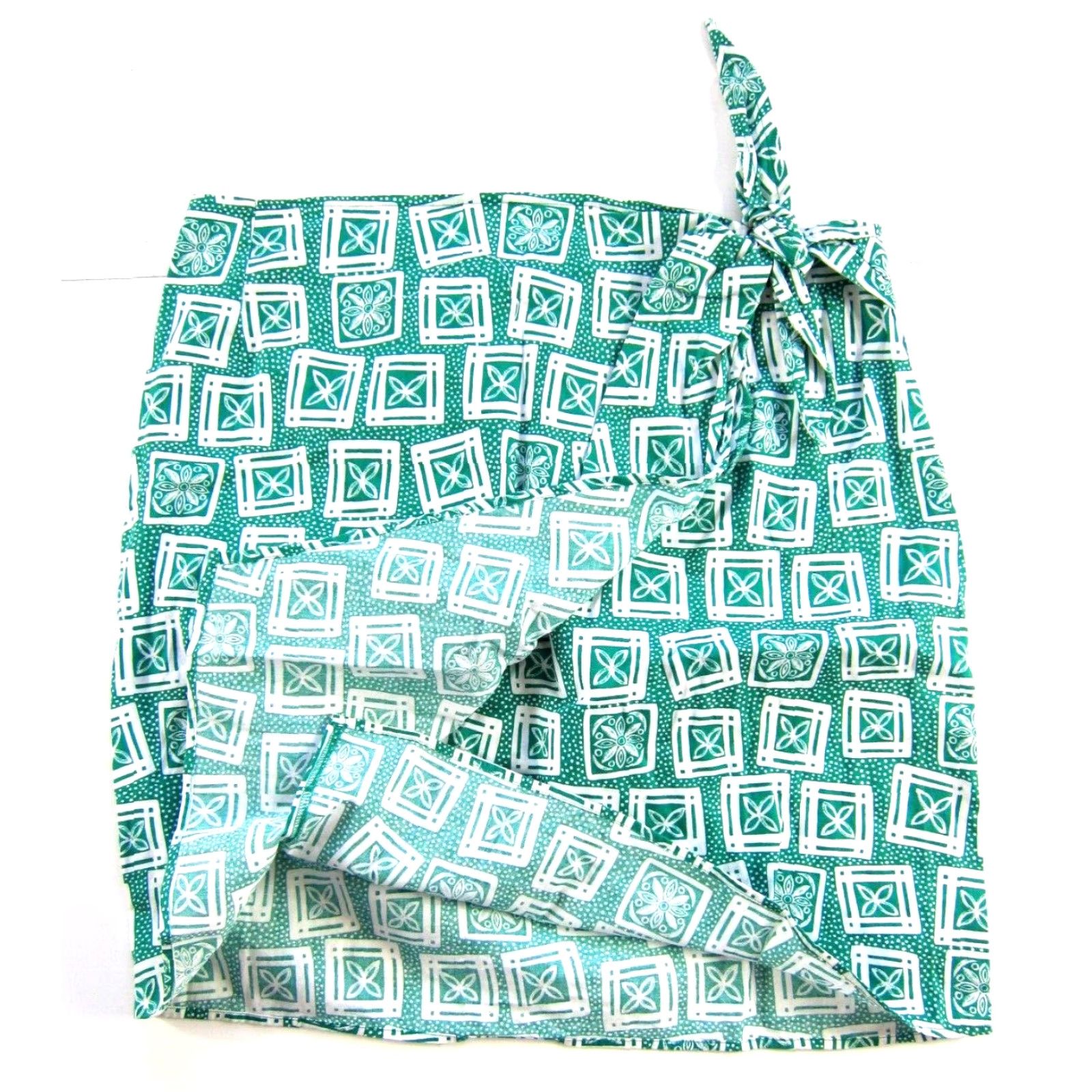 Vintage VINTAGE Chaus Skirt Wrap 100% Cotton Green White Floral Polka Dot Medium Women's Short Size 32" / US 10 / IT 46 - 6 Thumbnail