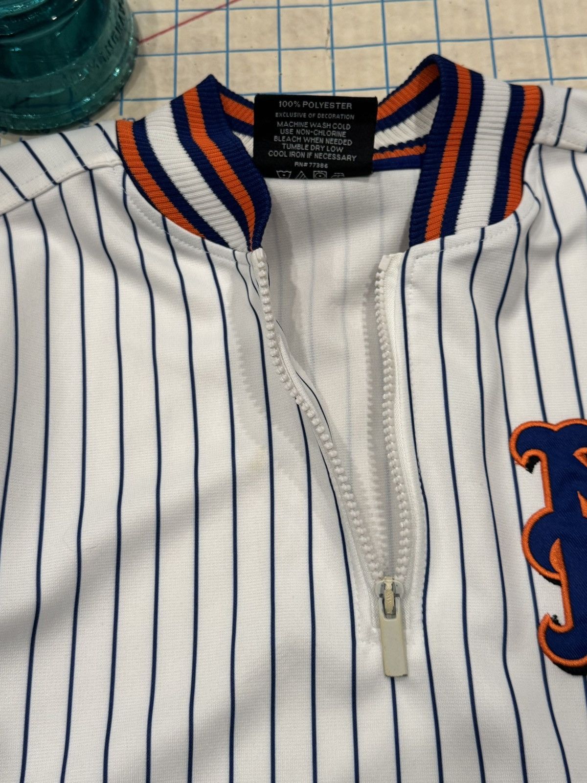 MLB Stitches New York Mets 1/4 Zip Jersey Mens Size Medium White Size US M / EU 48-50 / 2 - 6 Thumbnail
