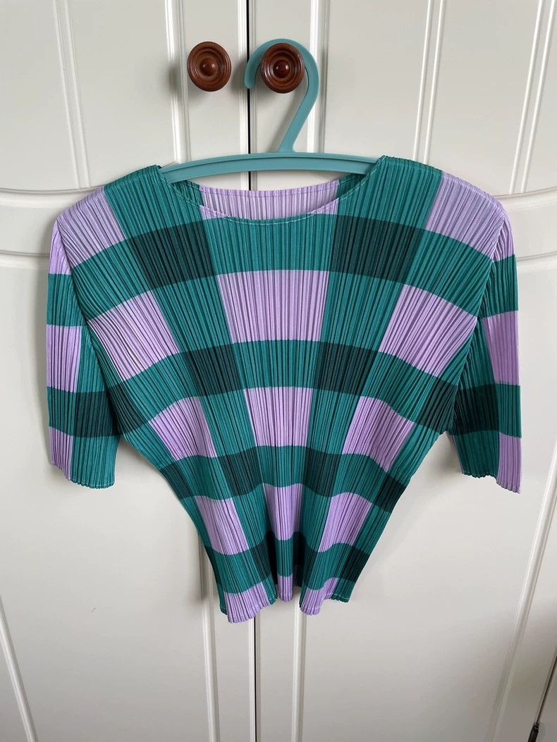 Issey Miyake Issey Miyake size:3 Green and purple checkered short-sleev Size XS / US 0-2 / IT 36-38 - 1 Thumbnail