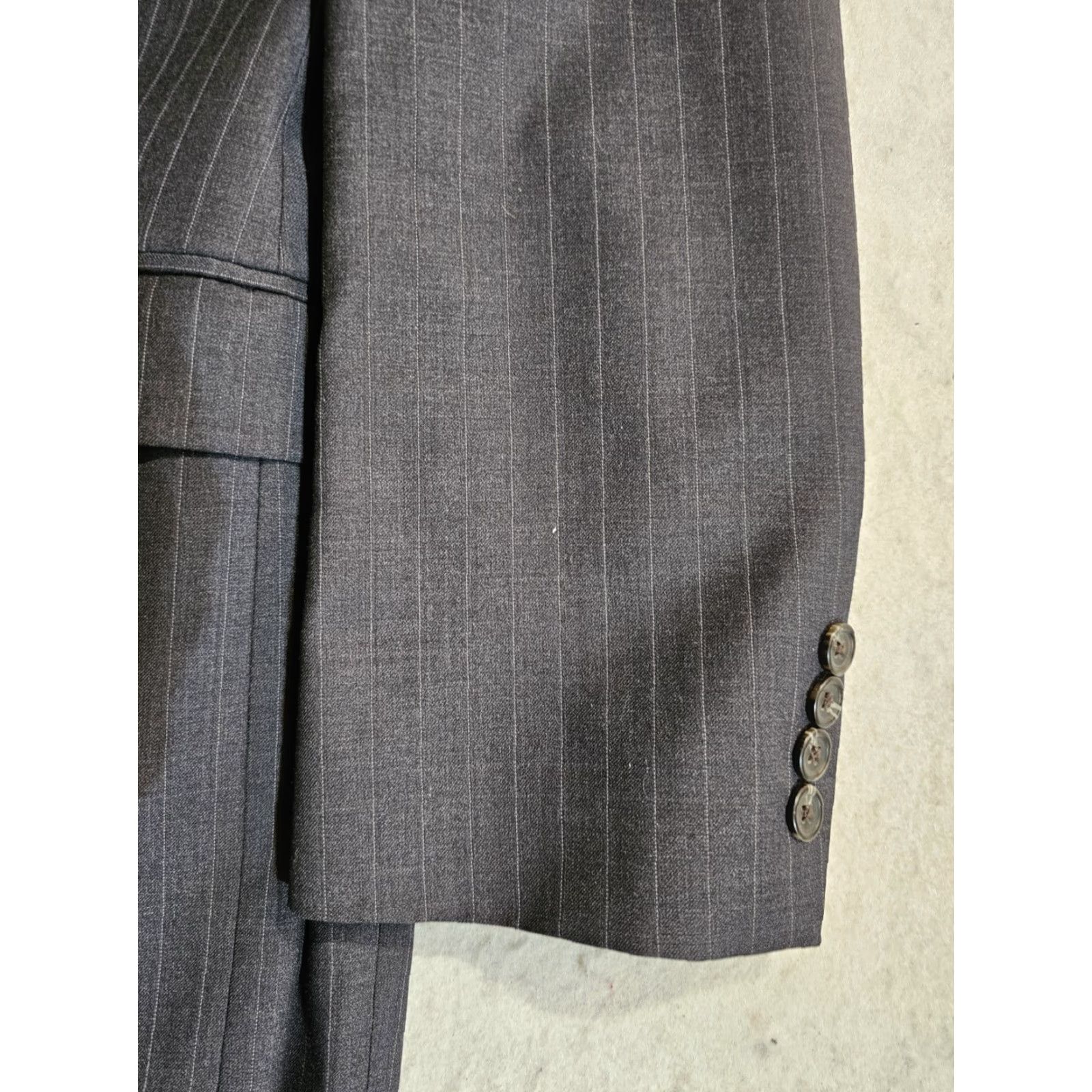 Ralph Lauren VINTAGE Lauren By RALPH LAUREN 100% Wool Grey Pin Striped 2pc Suit Mens 44 Long 38x32 Pants Size 44R - 6 Thumbnail