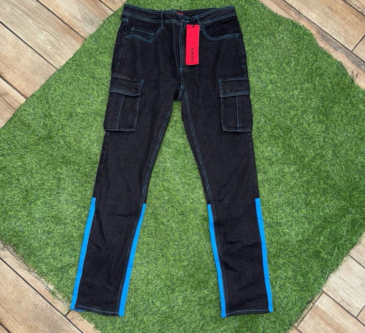 Vintage Blank State Brand Cargo Jeans Black/Blue Cotton pants Size34 Size US 31 - 1 Thumbnail