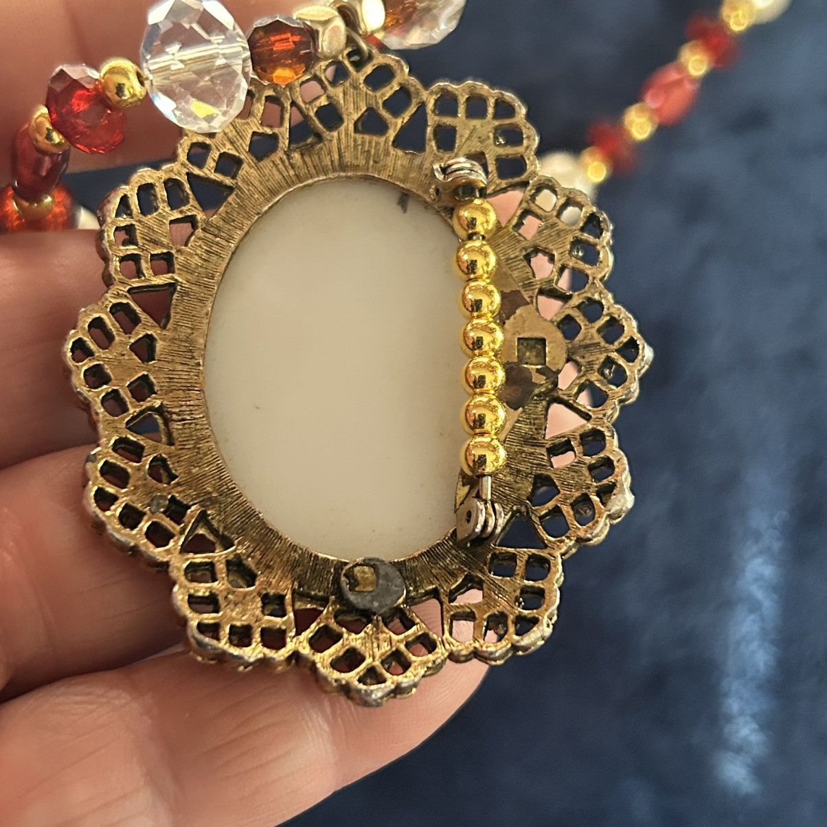 Handmade Handcrafted repurpose porcelain rose genuine pearl necklace Size ONE SIZE - 9 Thumbnail