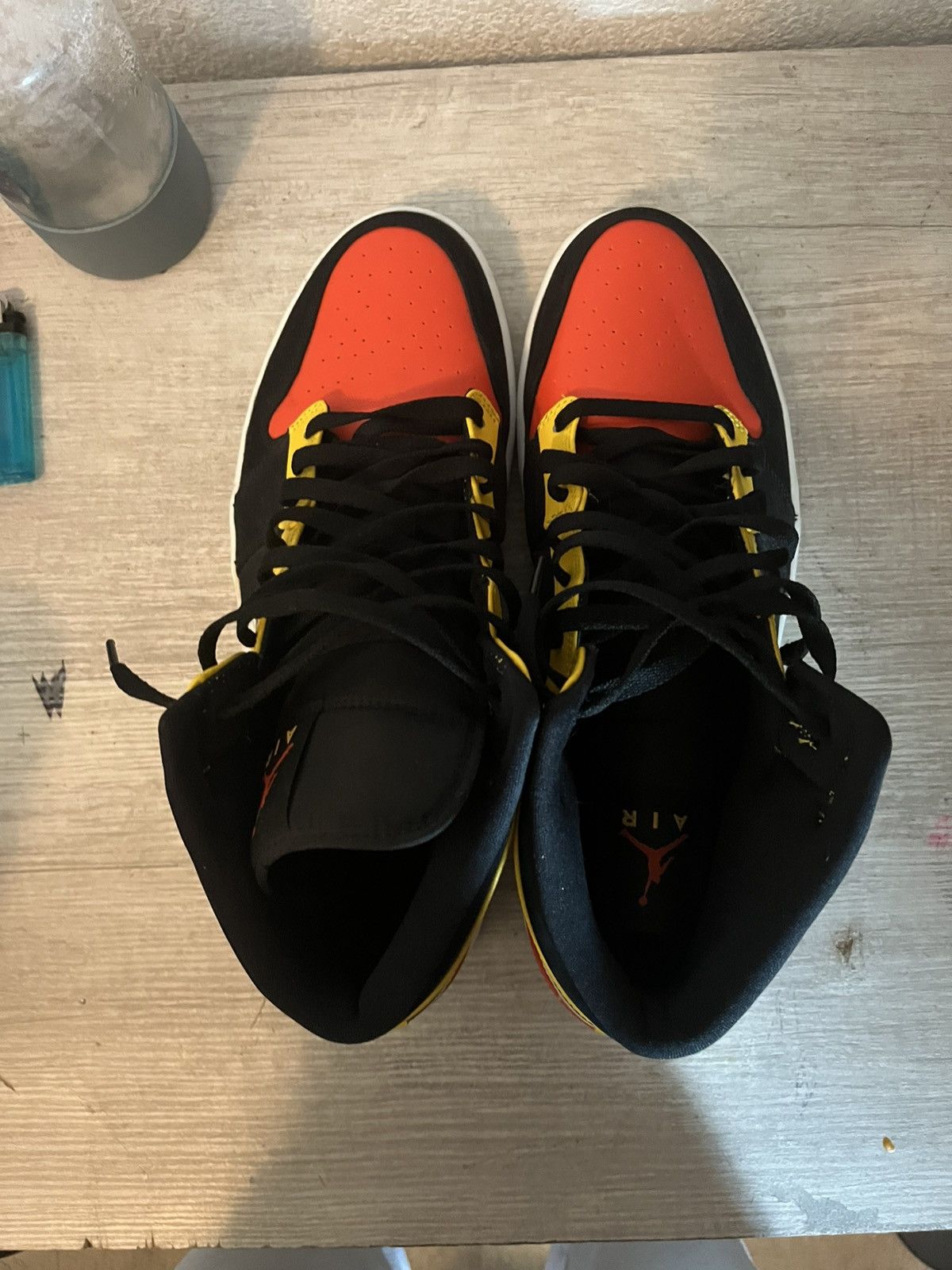 Jordan Brand Jordan 1 mid Reverse Bred Yellow Accents Size US 13 / EU 46 - 1 Thumbnail