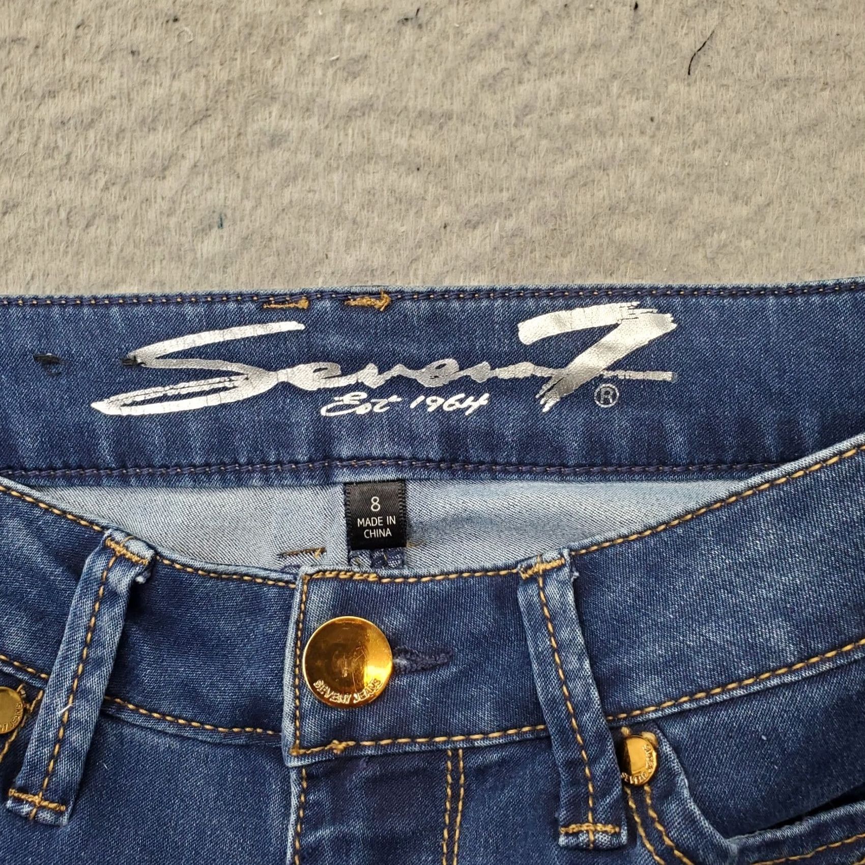 Vintage Seven7 Weekend Jeans Womens 8 Blue Denim Stretch High Rise Slim Fit Jeans Size 30" / US 8 / IT 44 - 7 Thumbnail