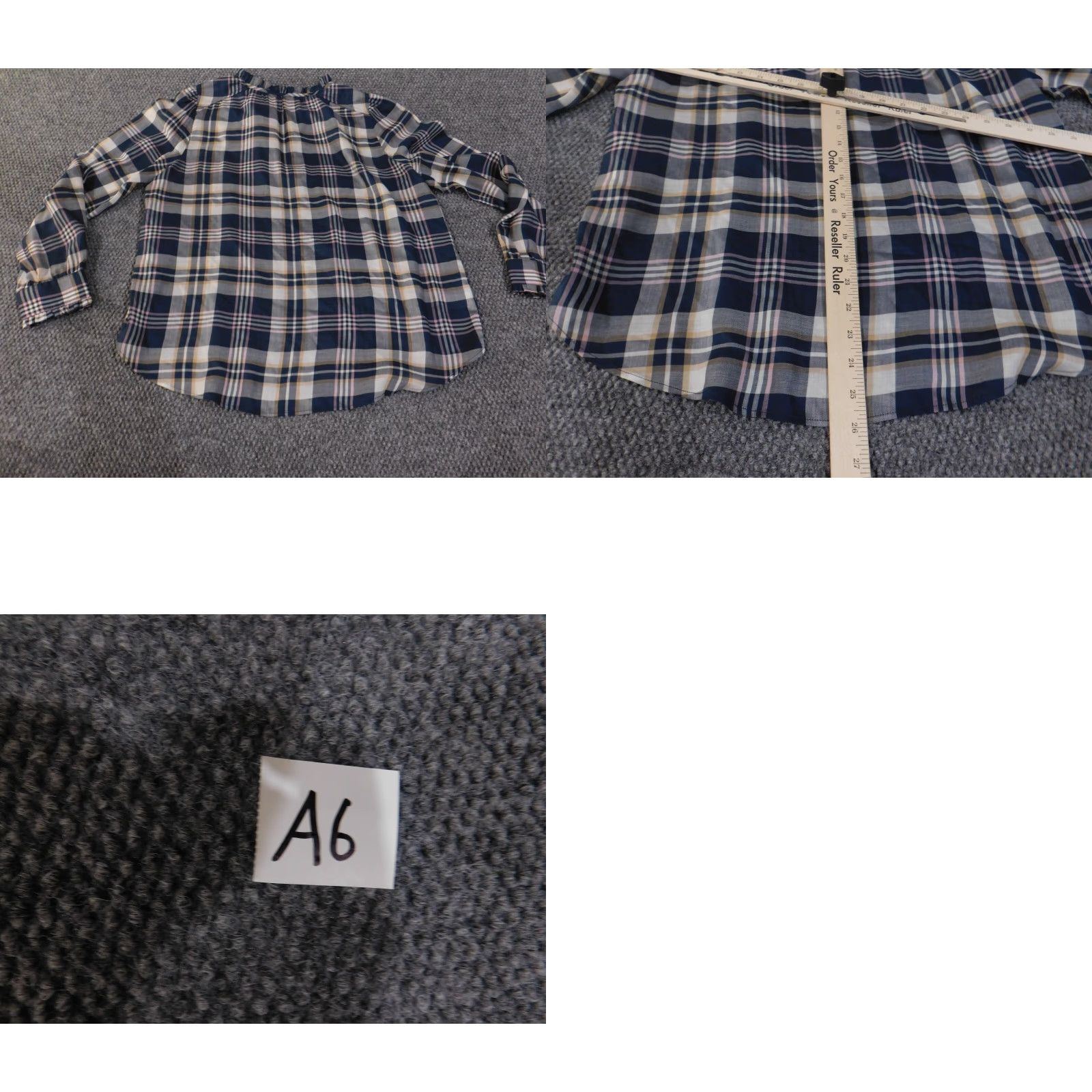 Ann Taylor Loft Ann Taylor Loft Blue Plaid Blouse M Women Lyocell Woven Pullover Casual Ruffle Long Sleeve Collared Denim Colorful Basic Size M / US 6-8 / IT 42-44 - 9 Thumbnail