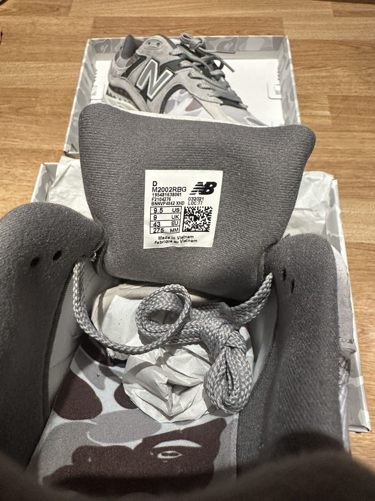 Bape × New Balance BAPE x New Balance 2002R Grey Camo Size Mens UK 9 M2002RBG Size US 9.5 / EU 42-43 - 8 Thumbnail