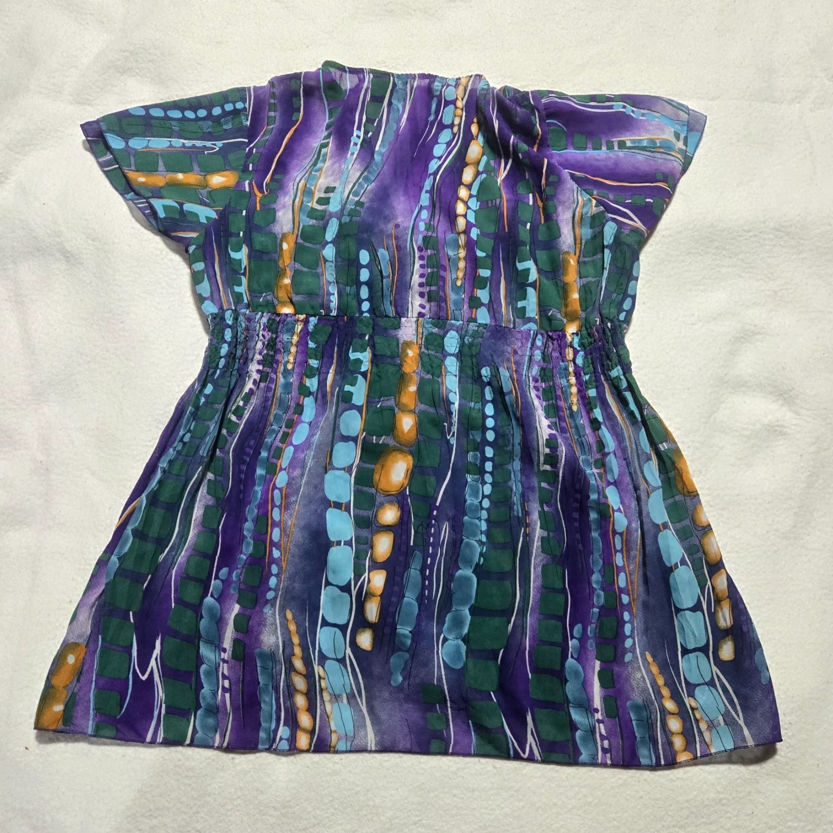 Vintage New Directions Women's Shirt Blouse Purple V-Neck Short Sleeve PL Petite Large Size L / US 10 / IT 46 - 6 Thumbnail